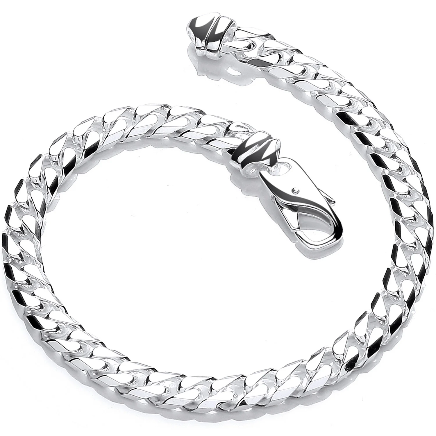 Silver 5.7mm Curb Gents 8" Bracelet - Silver - Image 2