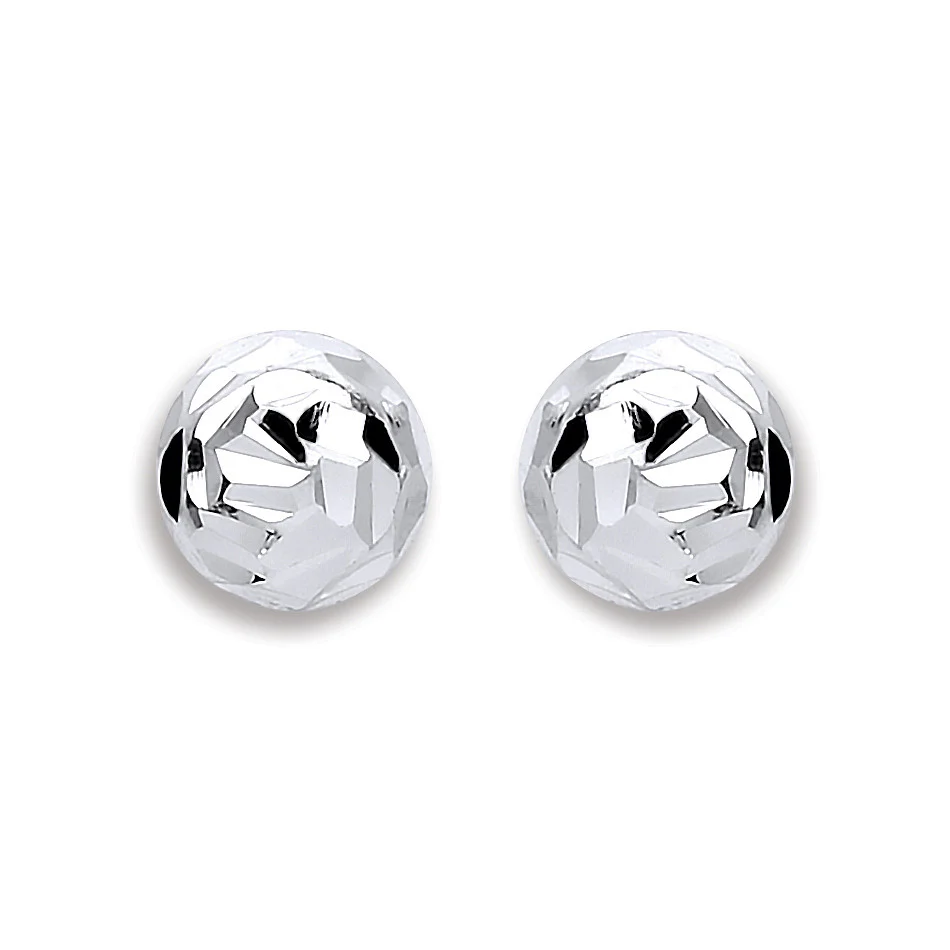 Silver 6mm Disco Half Ball Earrings - Silver - Image 2