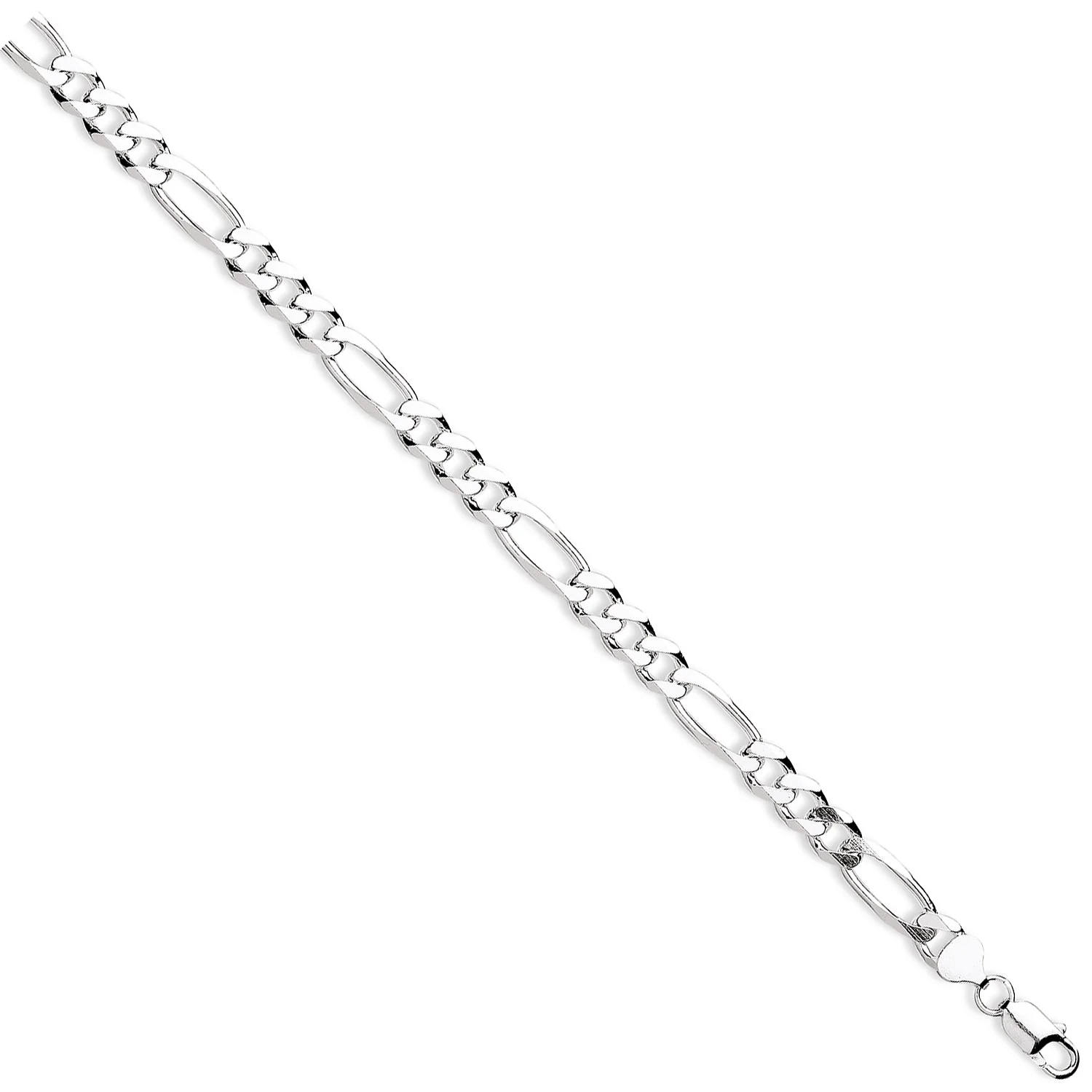 Silver 9mm Figaro Chains/Gents Bracelet - Silver - Image 2