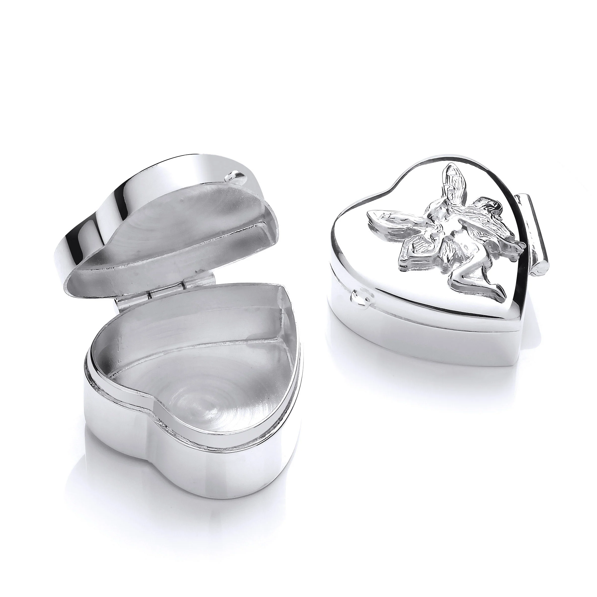 Silver Angel Trinket (Pill) Heart Box - Silver - Image 2