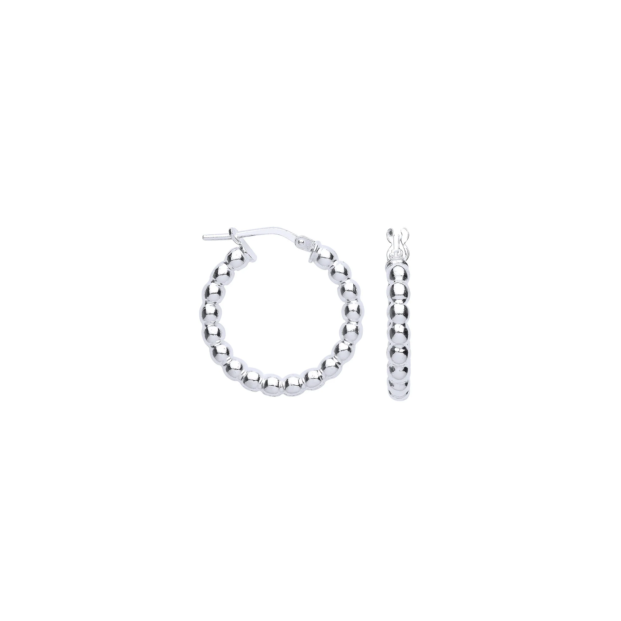 Silver Bead 21mm Hoop Earrings - Silver - Image 2