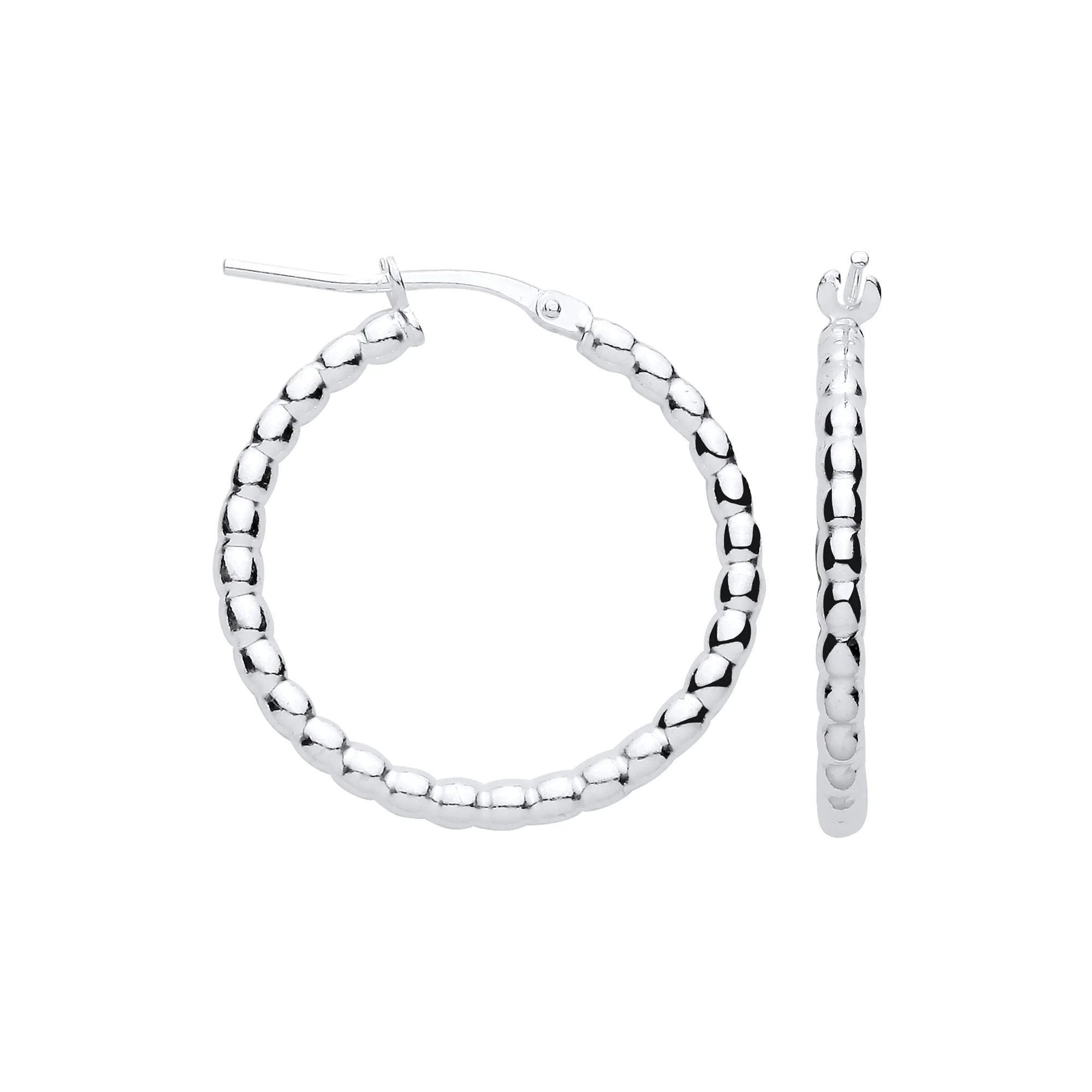 Silver Bead 25mm Hoop Earrings - Silver - Image 2