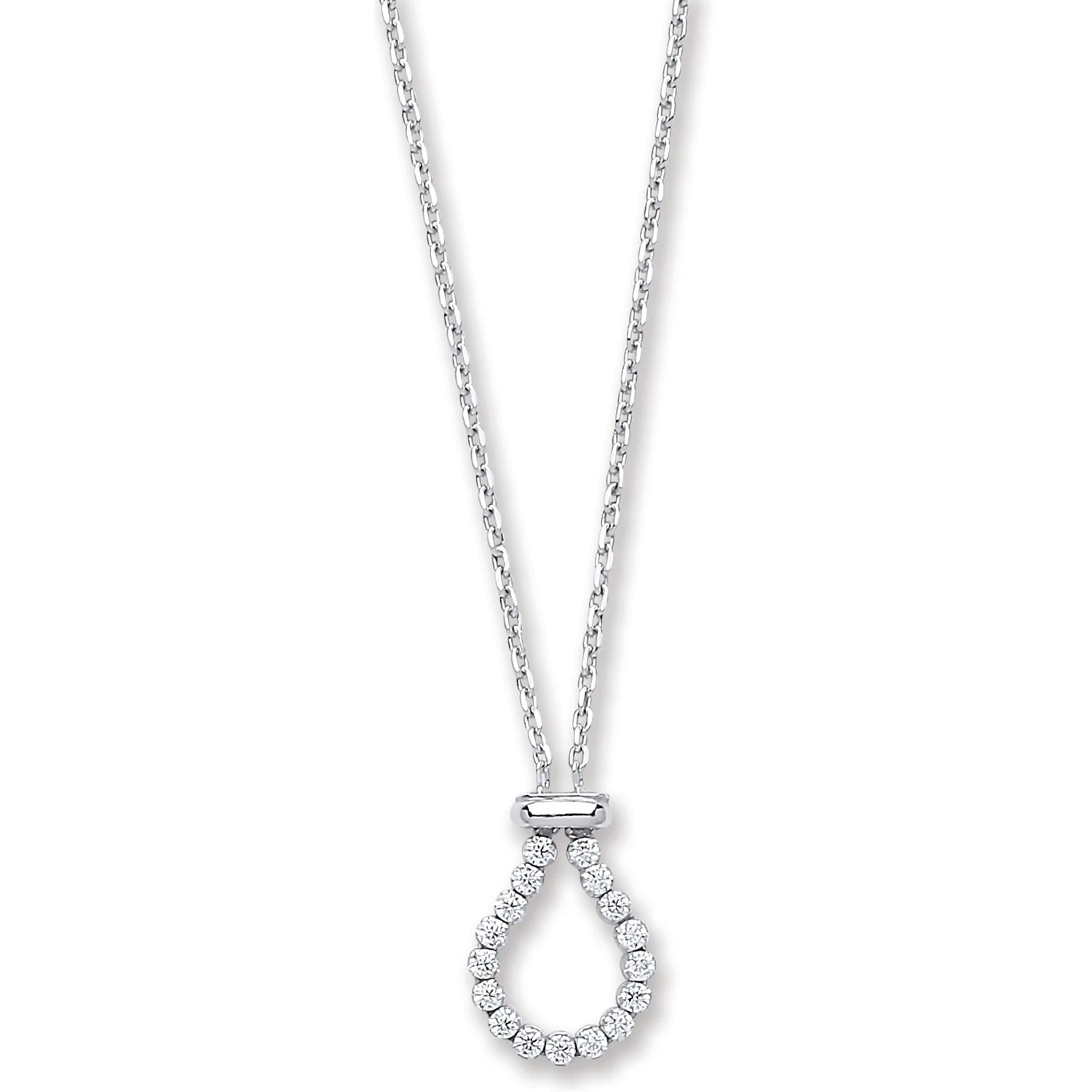 Silver Belcher with Pear Cubic Zirconia Link Chain - Silver - Image 2
