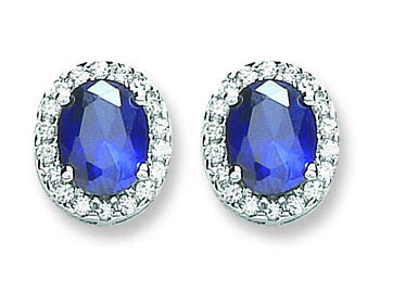 Silver Blue & White Cubic Zirconia Stud Earrings - Silver - Image 2