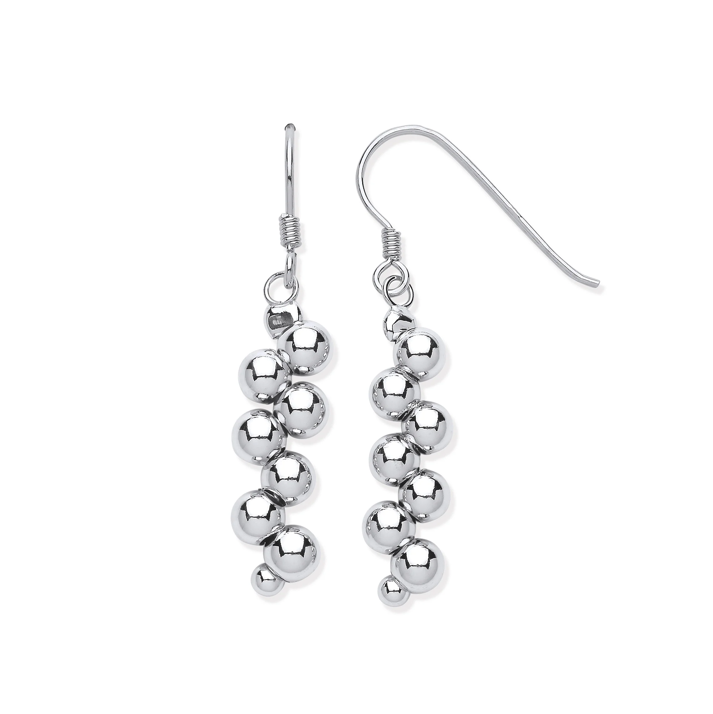 Silver Cluster Bead Balls Drop Earrings - Silver - Image 2