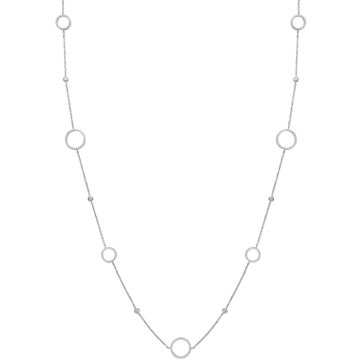 Silver Cubic Zirconia Circle of Life 36" (91cm) Necklace - Silver - Image 2
