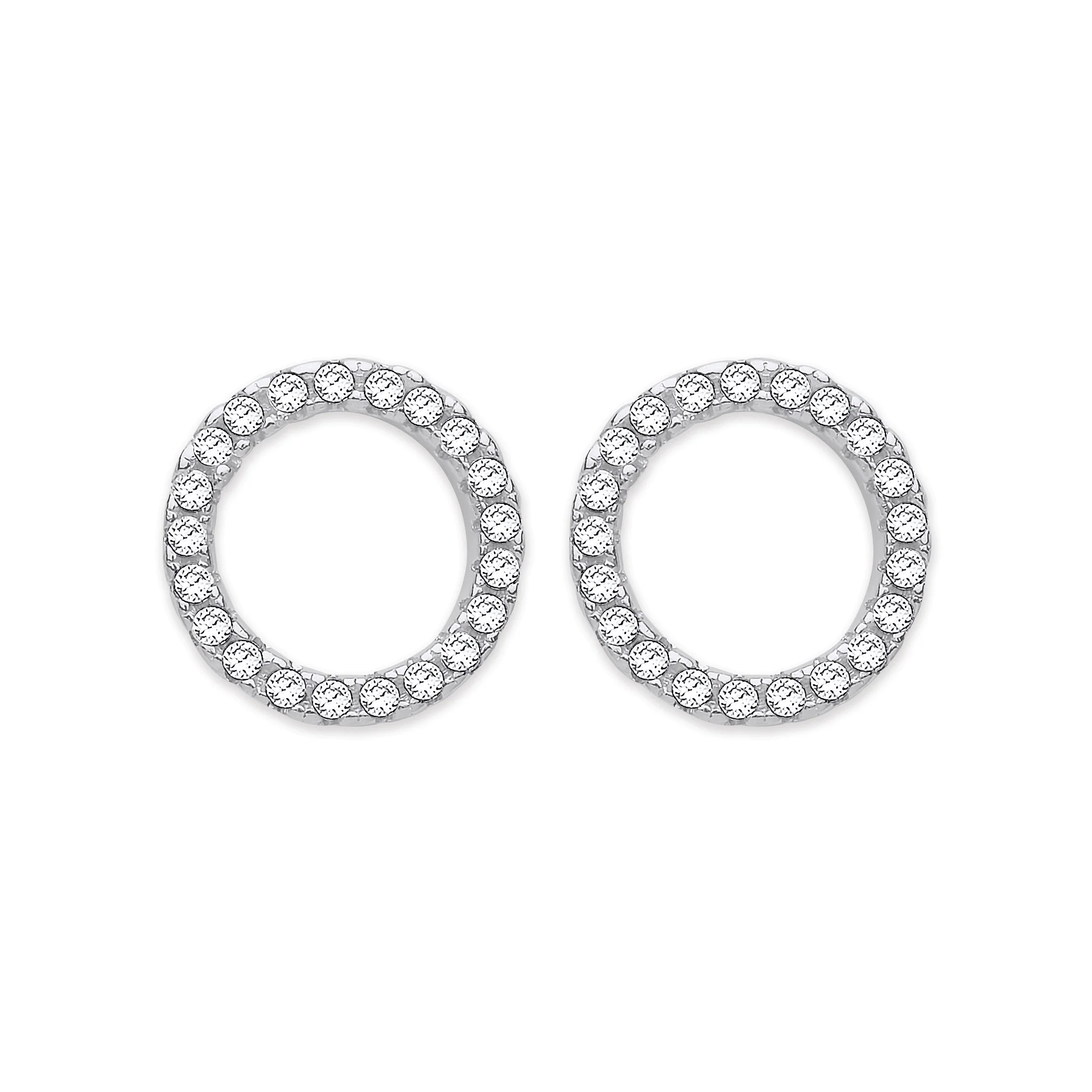 Silver Cubic Zirconia Circle of Life Stud Earrings - Silver - Image 2