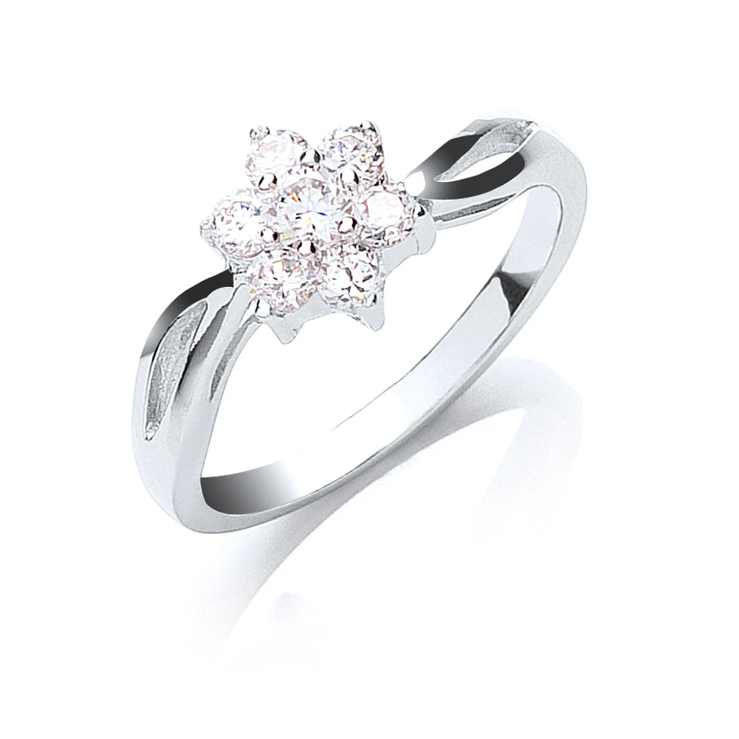 Silver Cubic Zirconia Cluster Ring - Silver - Image 2