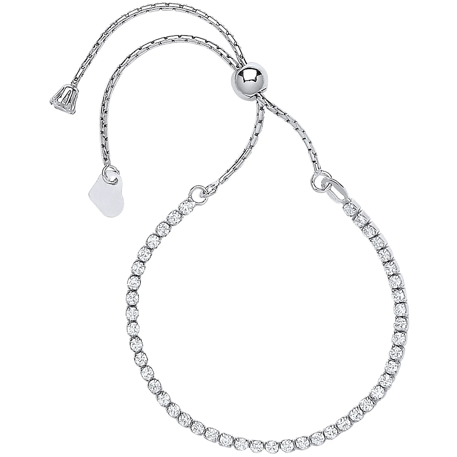 Silver Cubic Zirconia Friendship Bracelet - Silver - Image 2