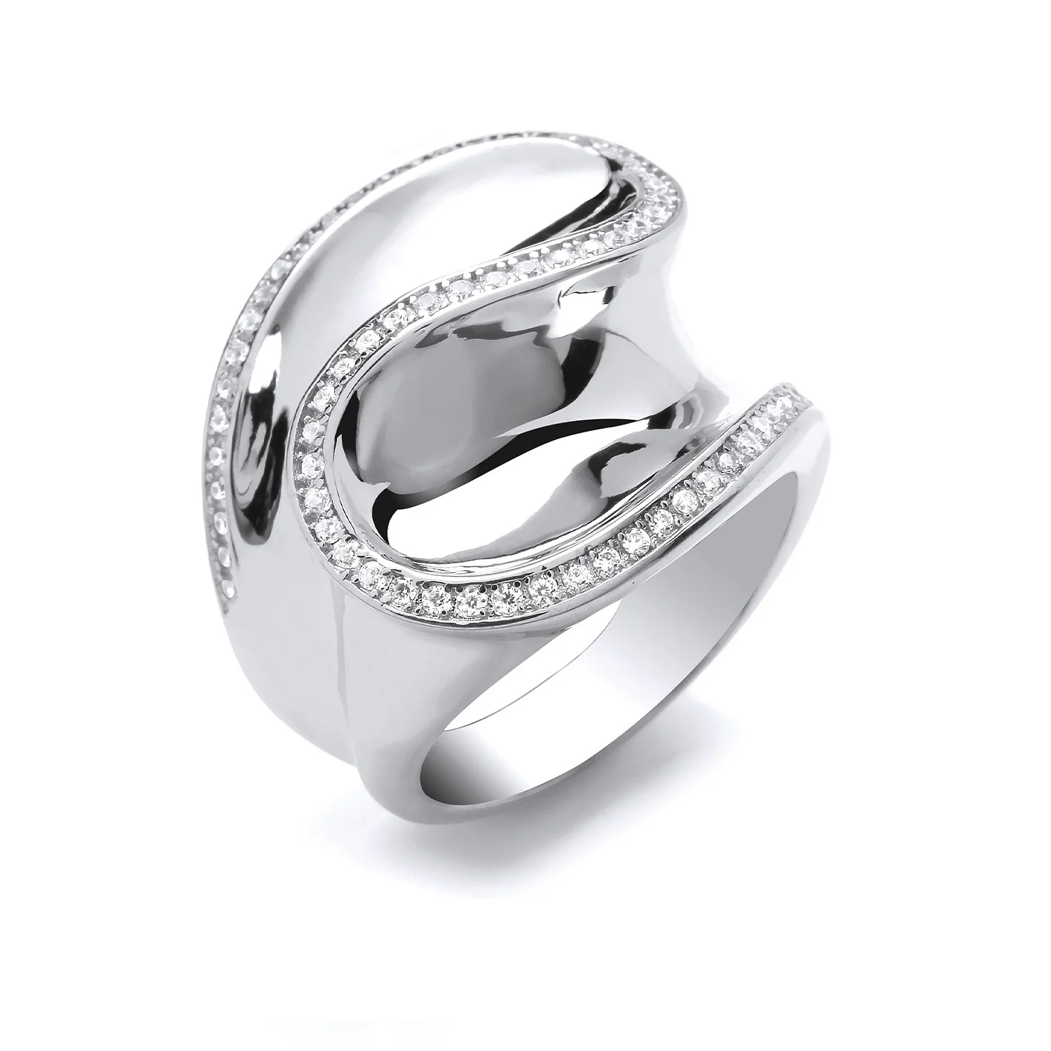 Silver Cubic Zirconia Frill Ring - Silver