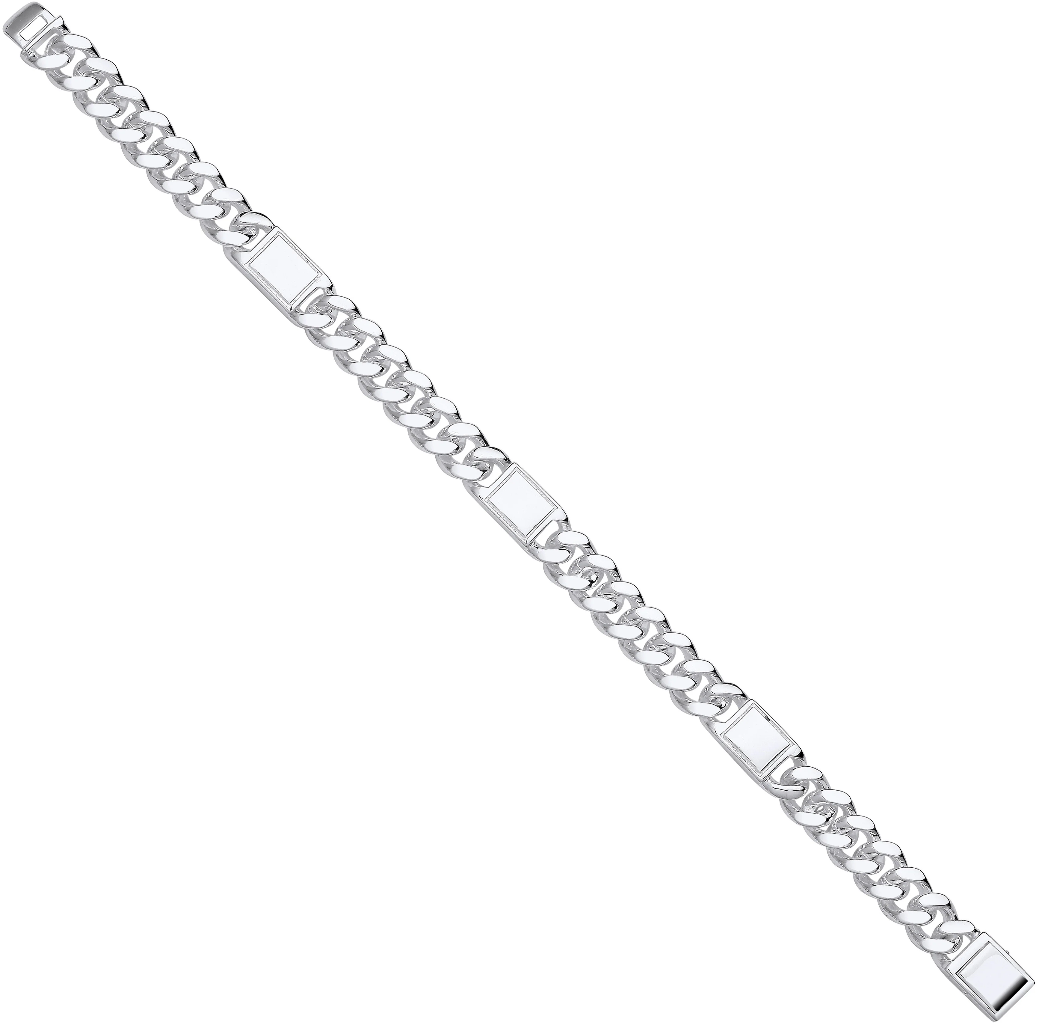 Silver Curb Fancy Gents Bracelet - Silver - Image 2