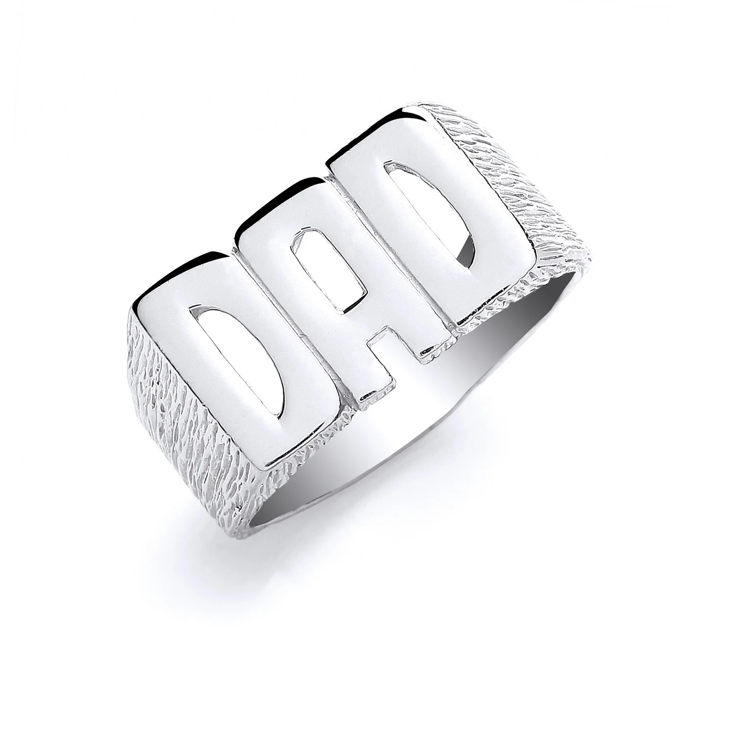 Silver DAD Barked Side Ring - Silver - Image 2