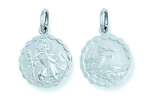 Silver Double Sided Fancy St Christopher Pendant - Silver - Image 2