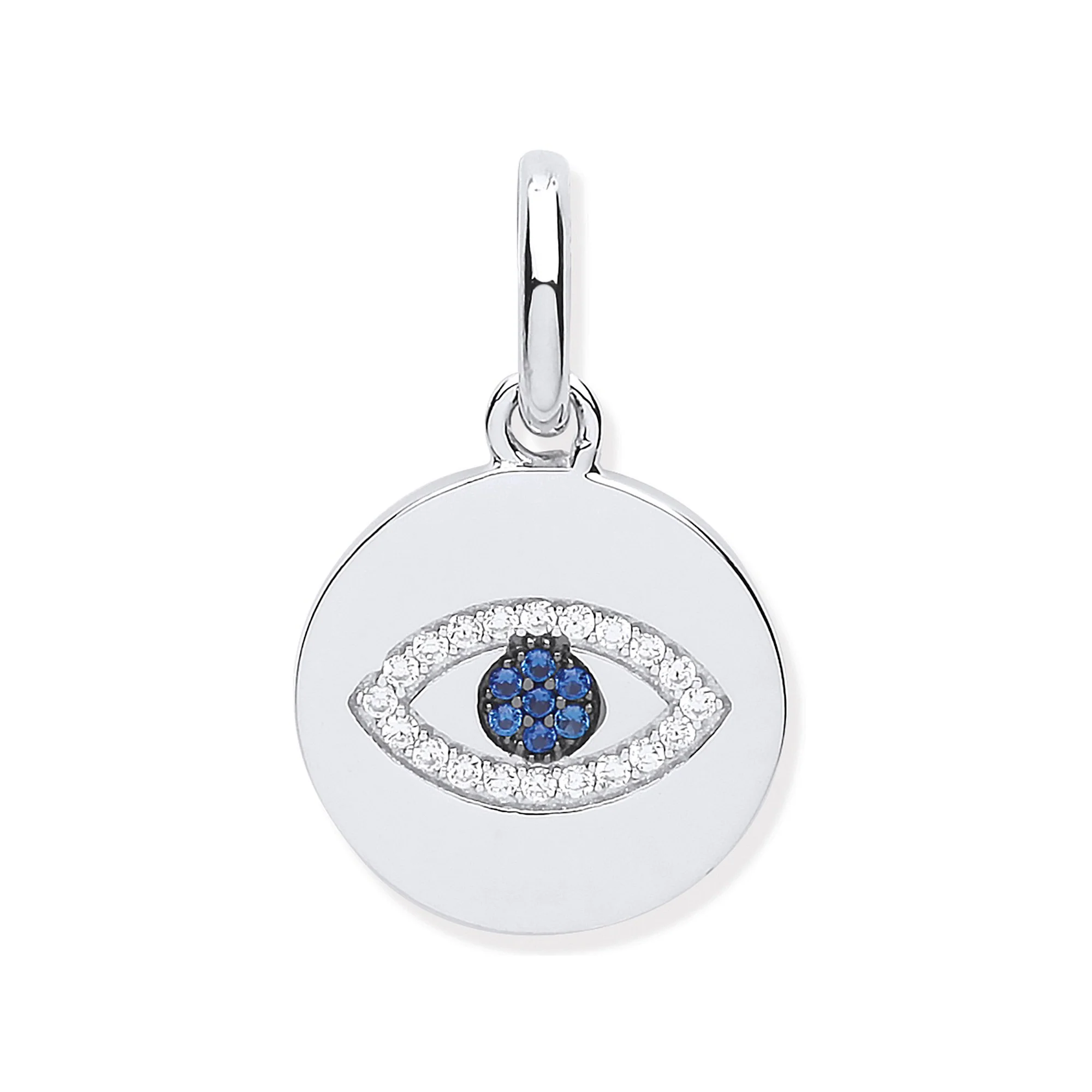 Silver Evil Eye Cubic Zirconia Drop Pendant - Silver