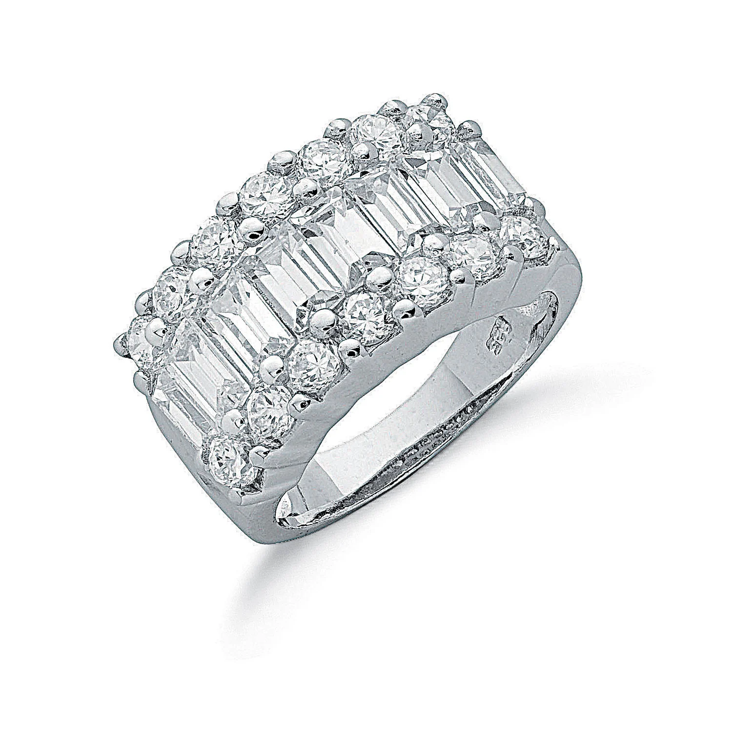 Silver Fancy Cubic Zirconia Half Eternity Ring - Silver - Image 2