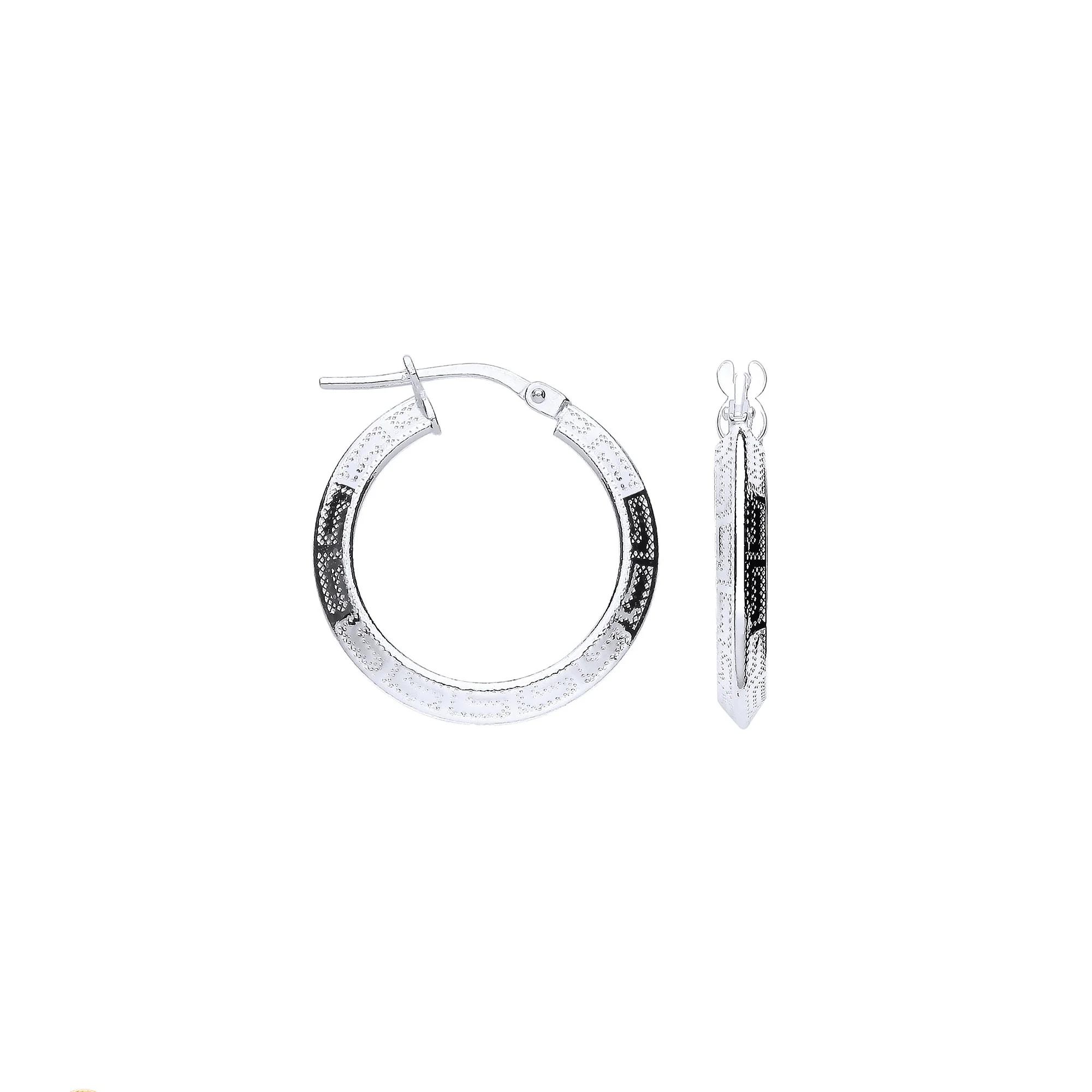 Silver Greek Key 20mm Hoop Hollow Earrings - Silver - Image 2