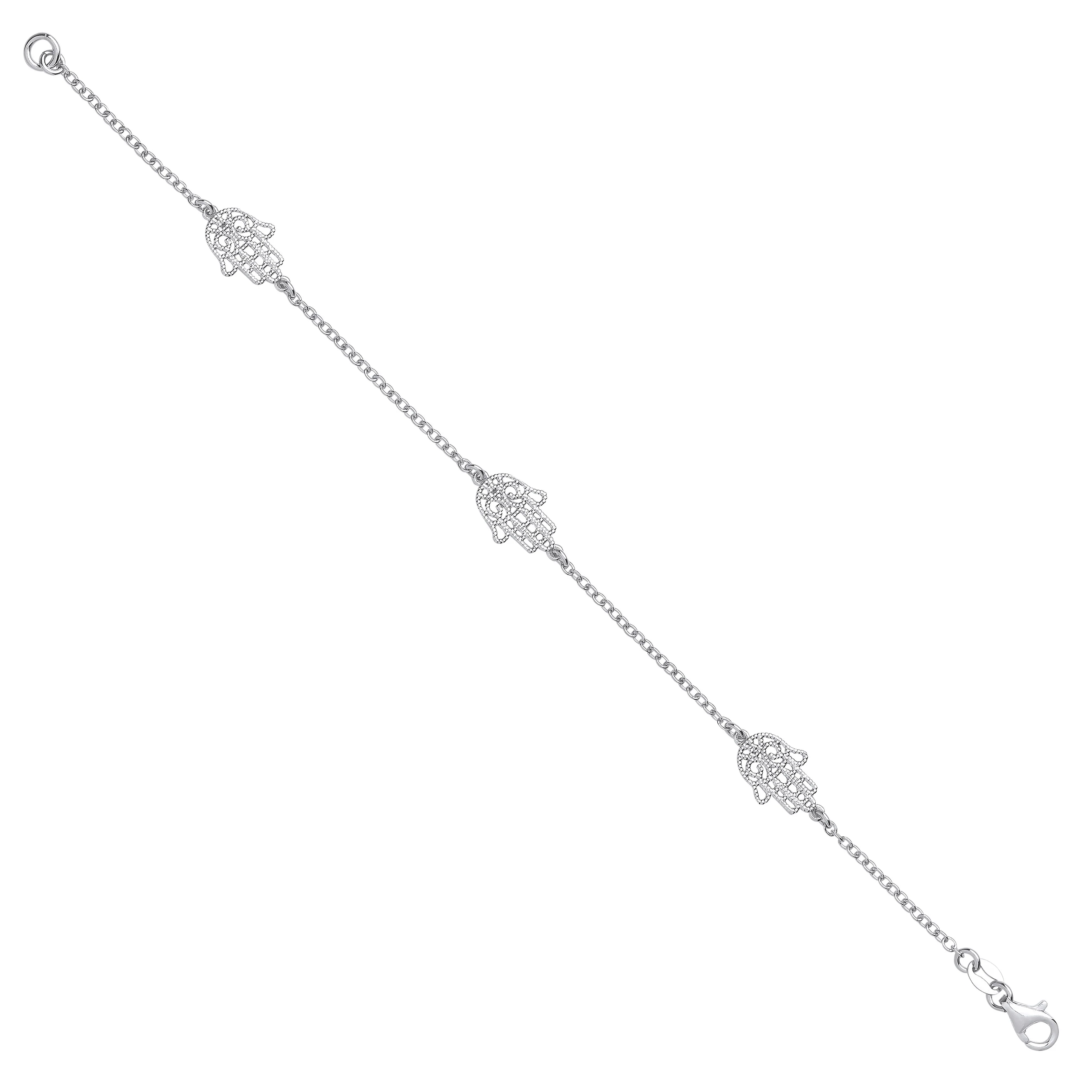 Silver Hamsa Hand Ladies Bracelet - Silver - Image 2