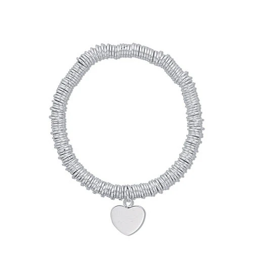 Silver Heart Drop Link Bracelet - Silver - Image 2