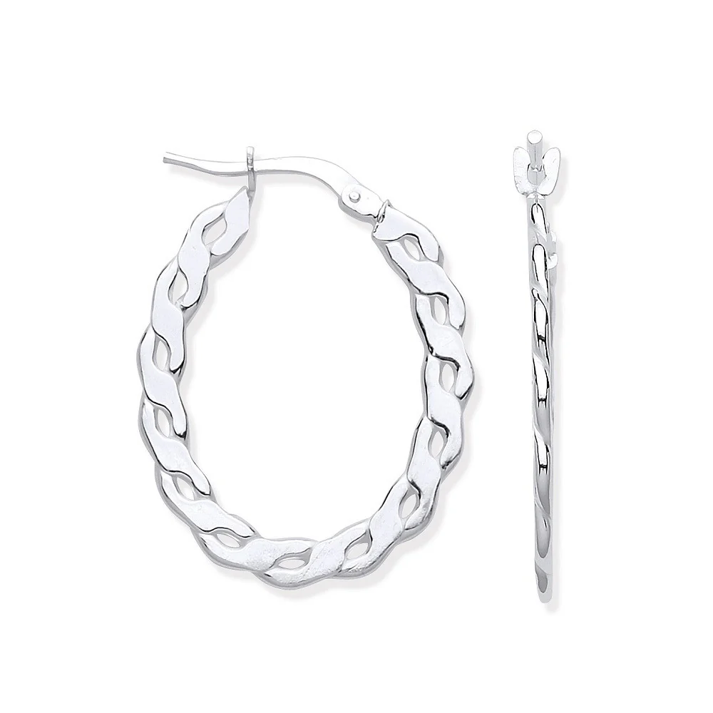 Silver Infinity Link, Oval Hoop Earrings - Silver - Image 2