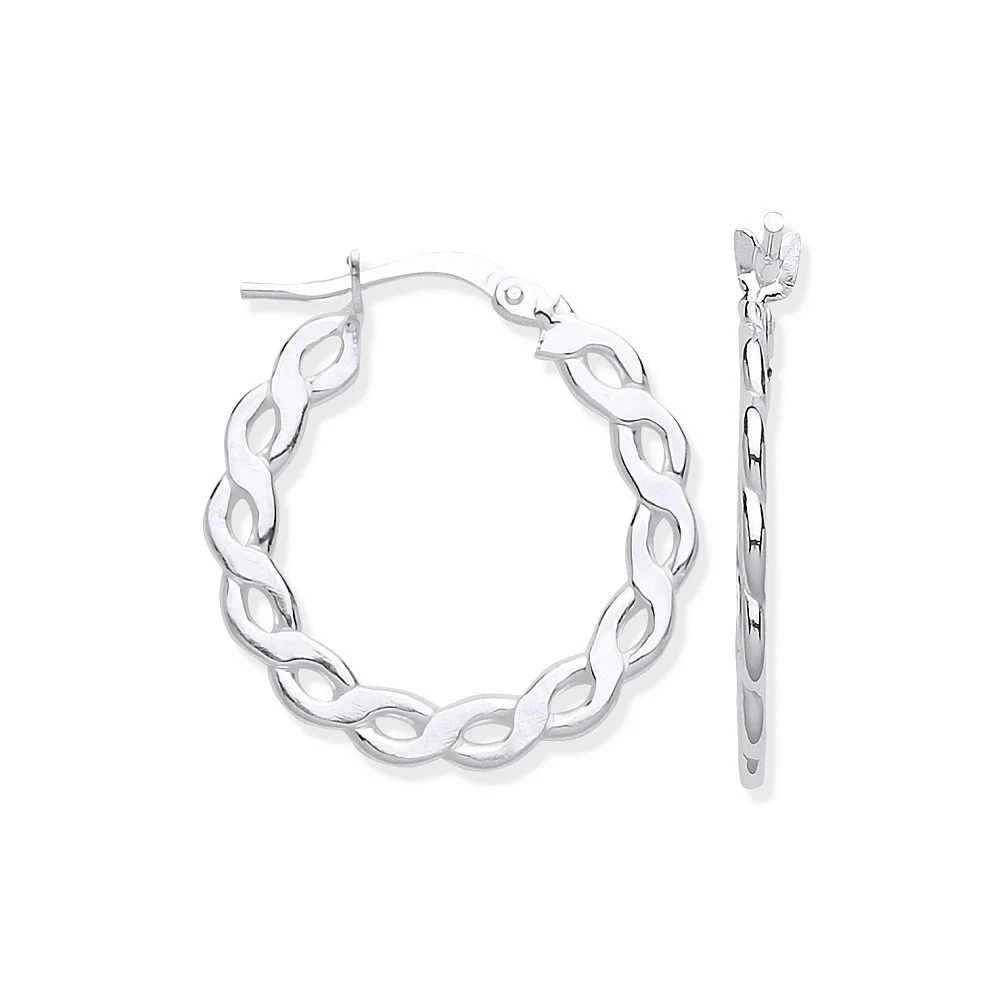Silver Infinity Link, Round Hoop Earrings - Silver - Image 2