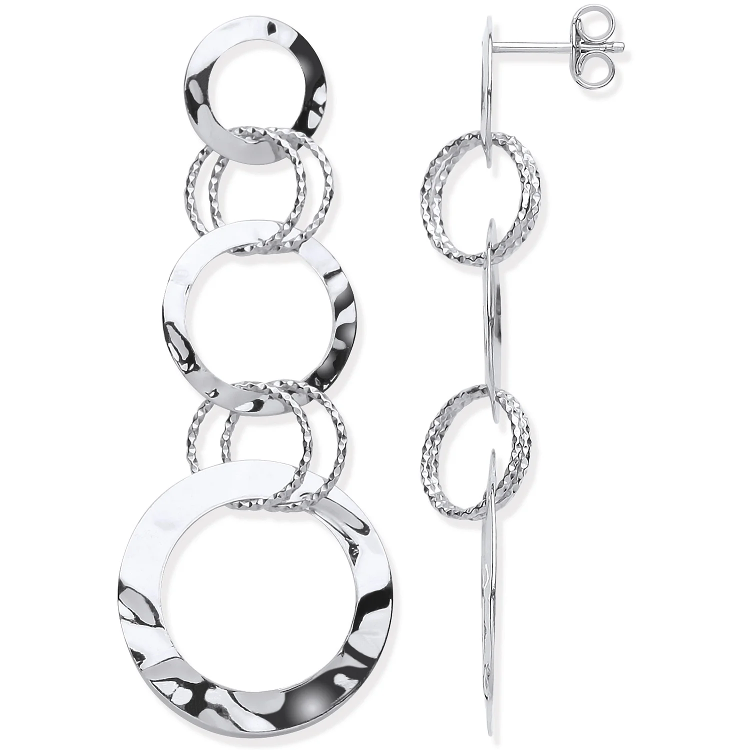 Silver Interlinked Circles Drop Earrings - Silver - Image 2