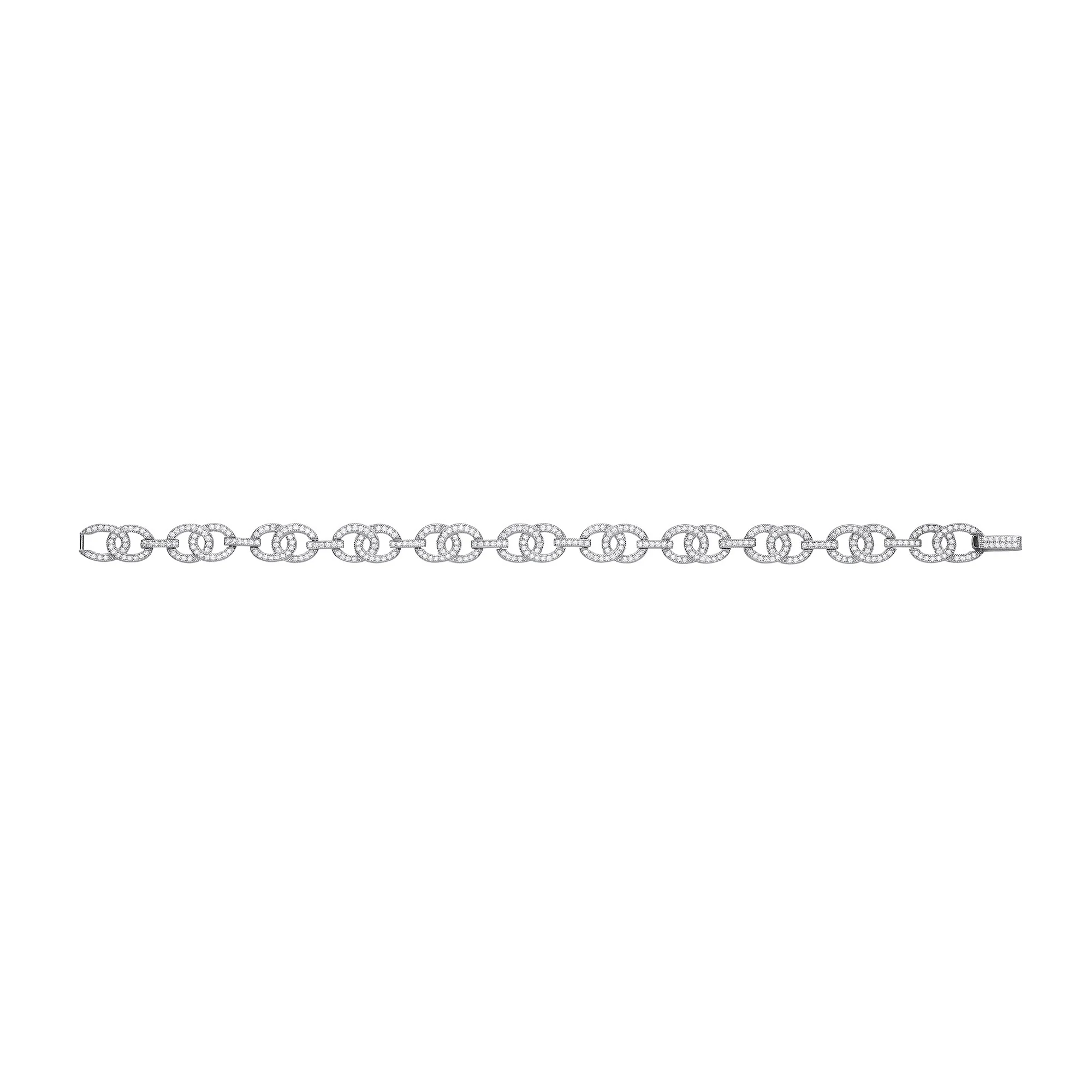 Silver Interlocked Circles Cubic Zirconia Ladies Bracelet - Silver