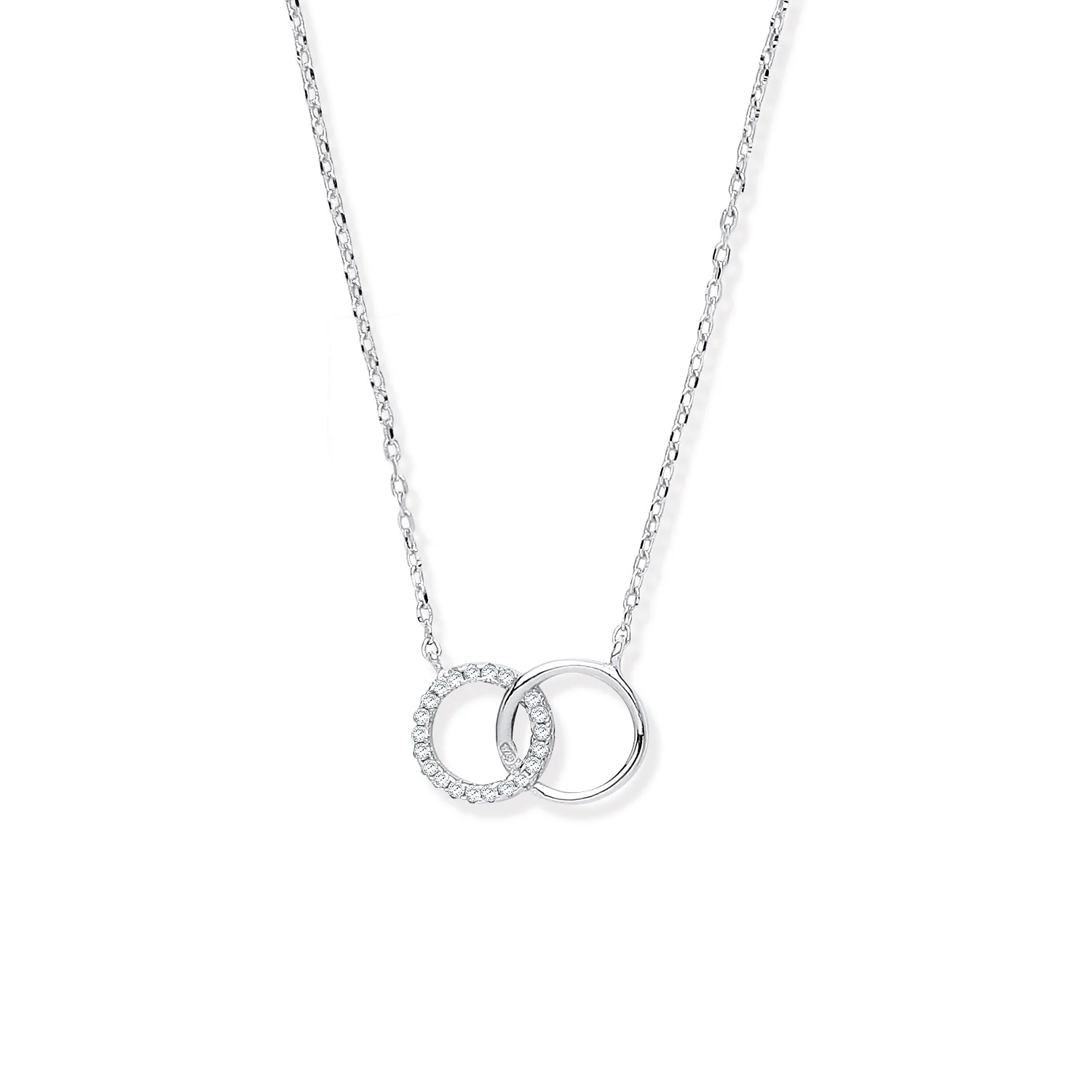Silver Interlocking Circles Cubic Zirconia Necklace/Bracelet - Silver - Image 2