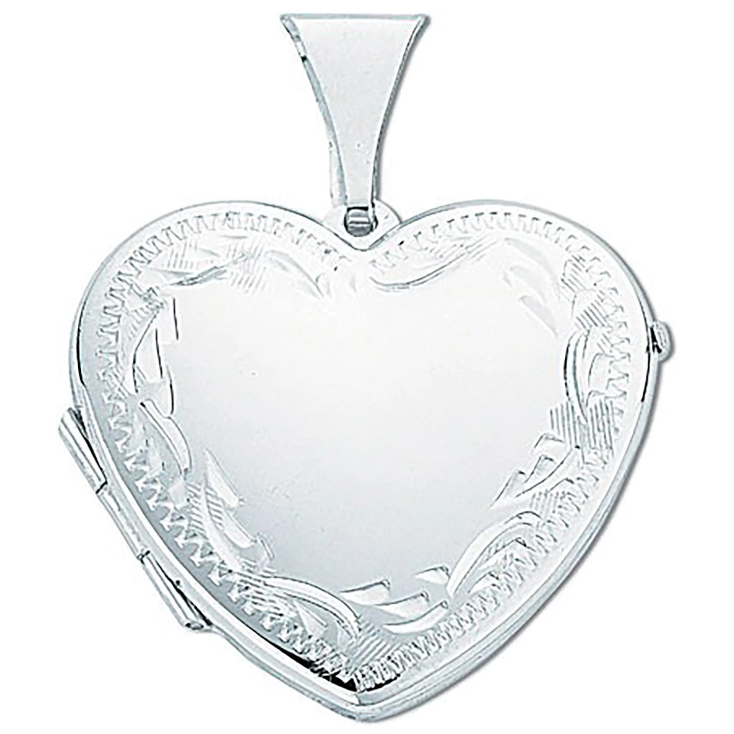 Silver Large Engraved Heart Shaped Locket - Silver - Image 2