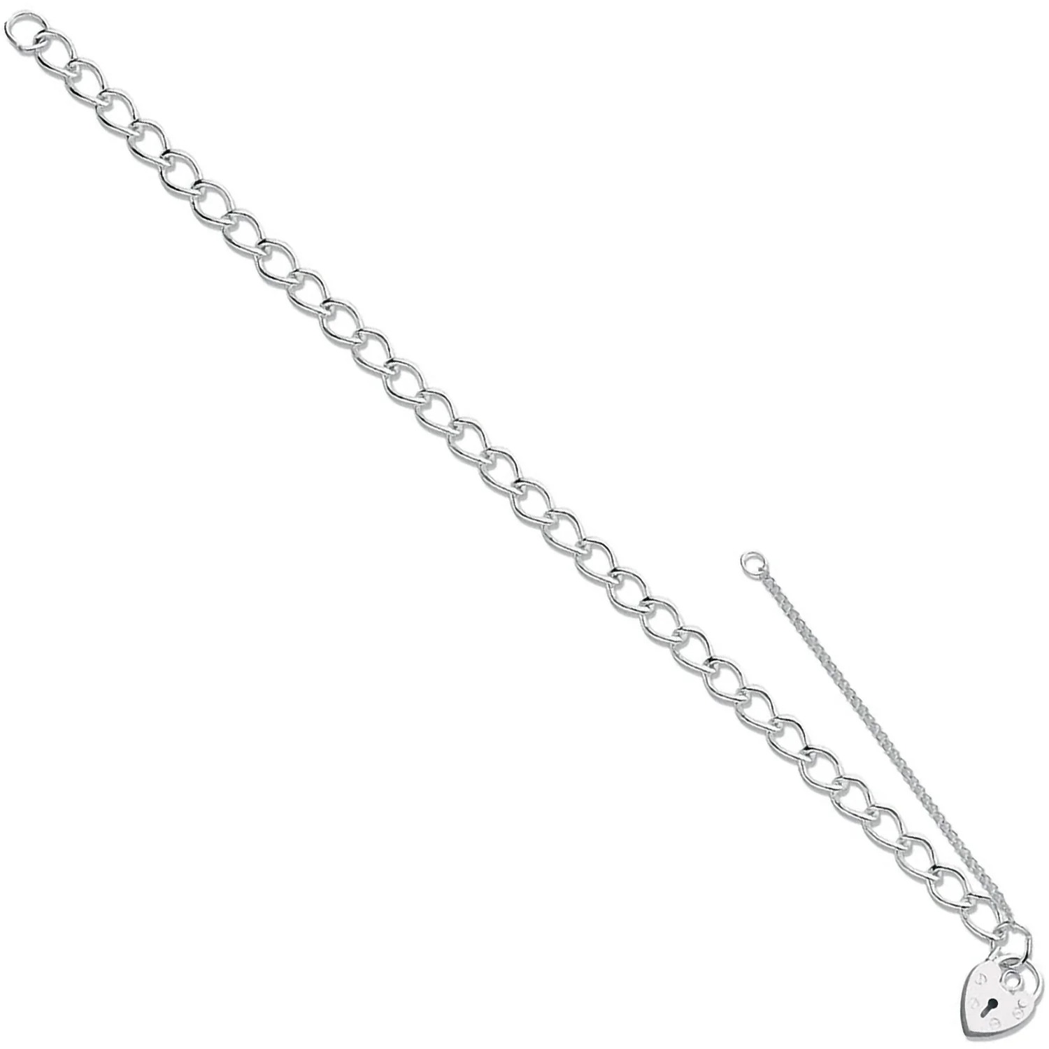 Silver Open Curb & Padlock Charm Bracelet - Silver - Image 2