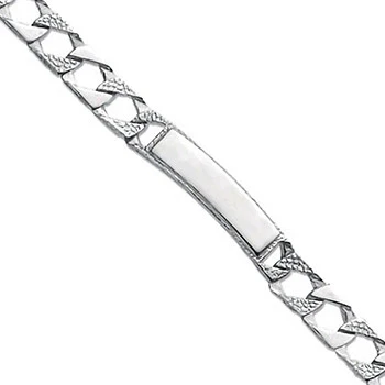 Silver Plain & Bark Casted Curb ID Baby 6" Bracelet - Silver - Image 2