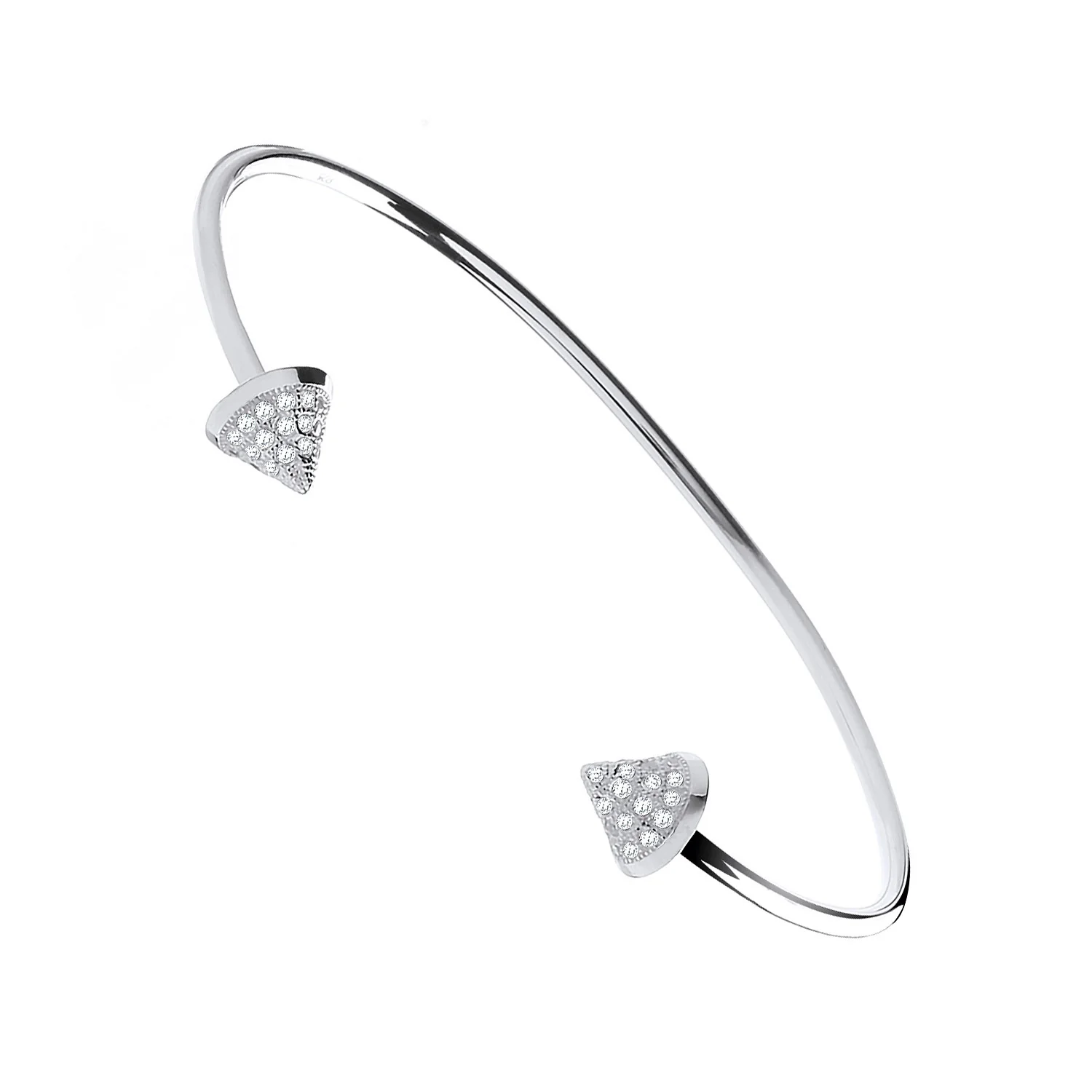 Silver Pyramid Cubic Zirconia Cones Bangle - Silver - Image 2