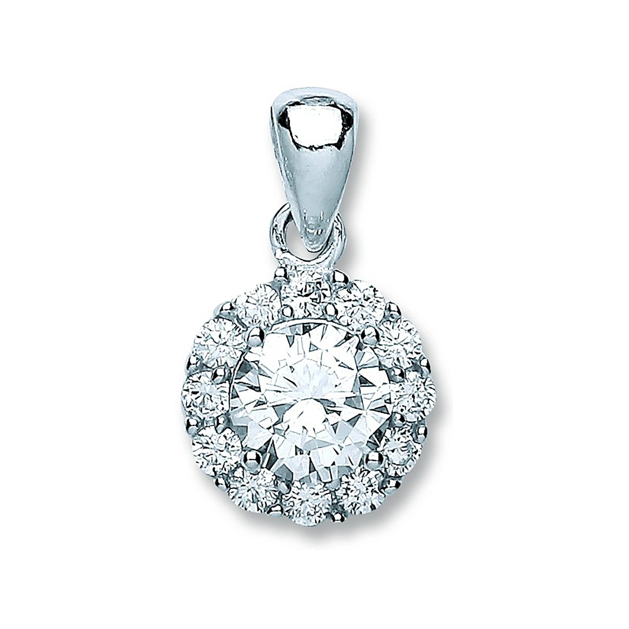 Silver Round Cubic Zirconia Pendant - Silver - Image 2