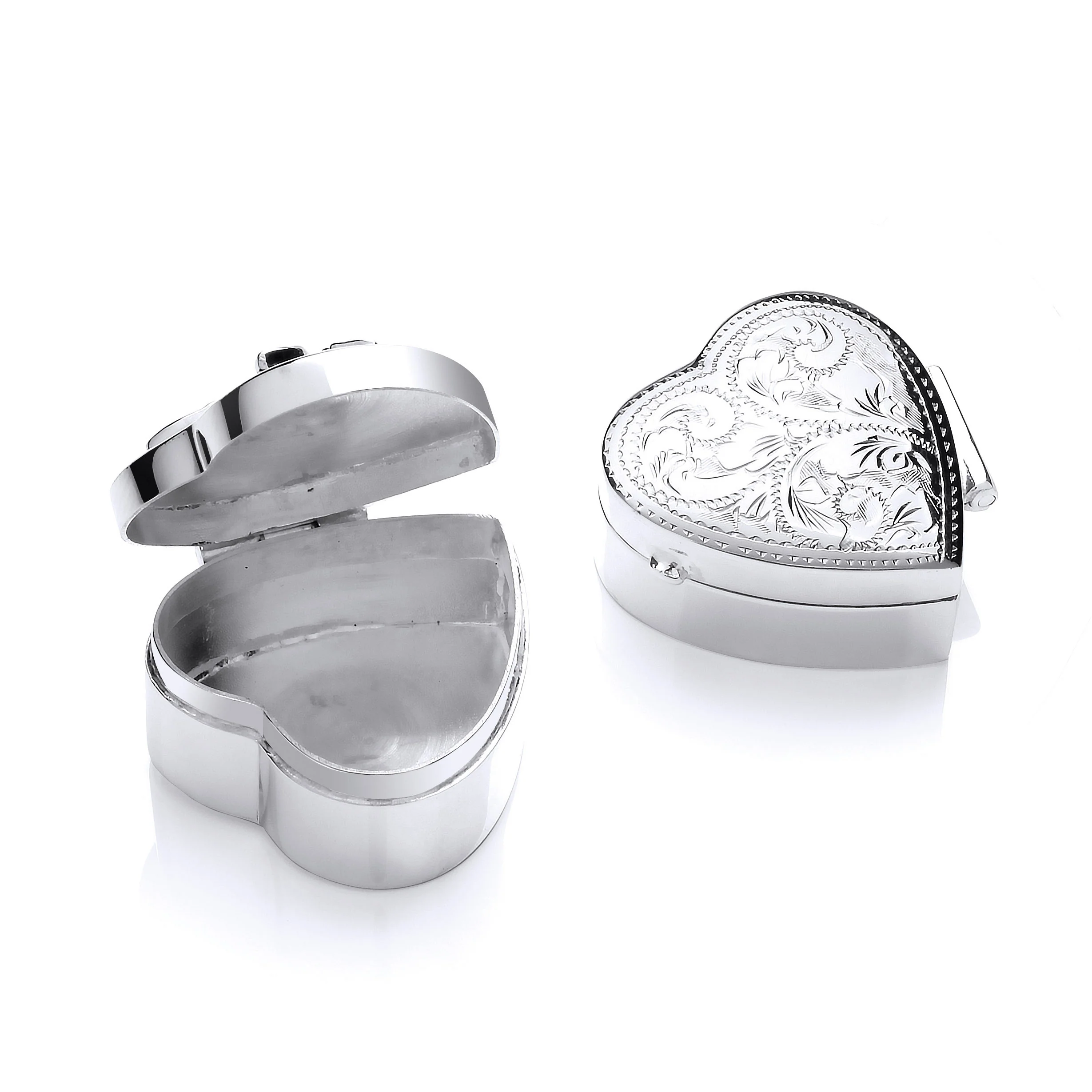 Silver Trinket (Pill) Heart Design Box - Silver - Image 2
