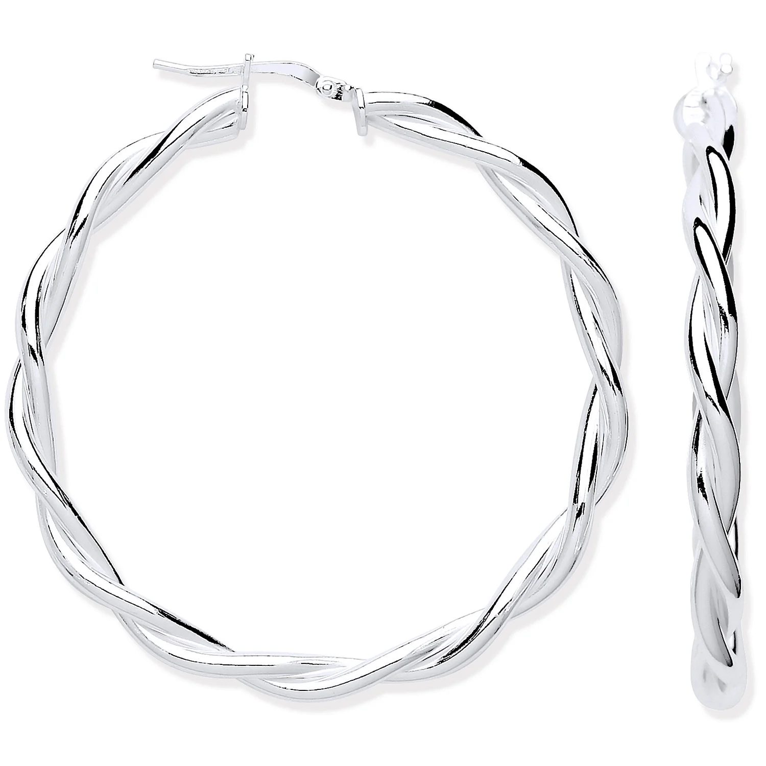 Silver Twist Hoop 40mm Earrings - Silver - Image 2