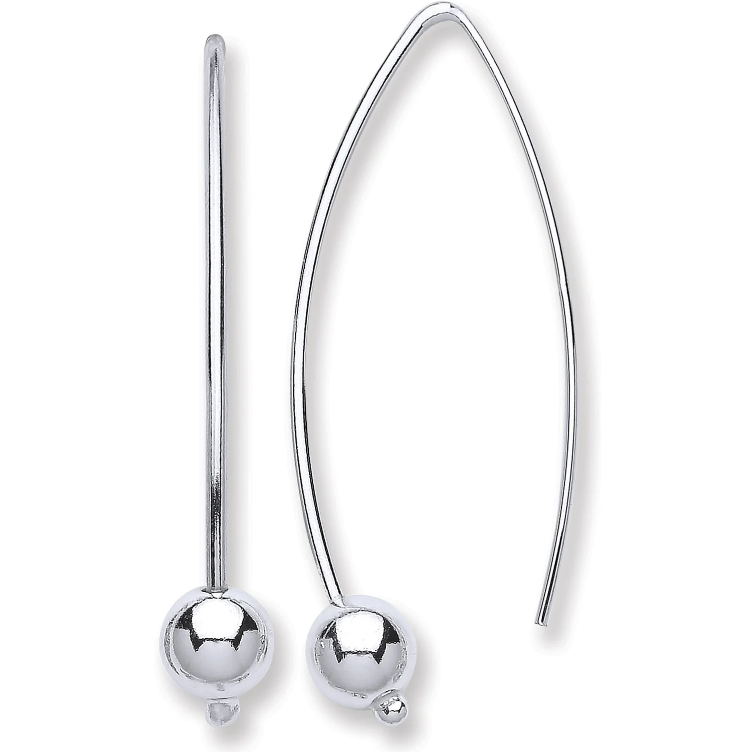 Silver Two Pin Earrings - Silver - Image 2