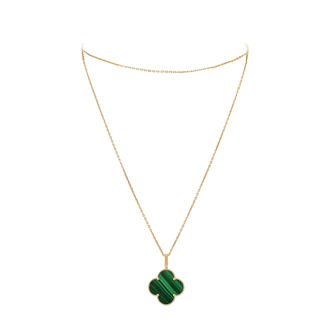 Van Cleef & Arpels Magic Alhambra Long Necklace 1 Motif Malachite 18K Yellow Gold