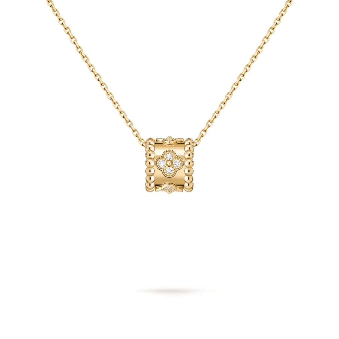 Van Cleef & Arpels Perlée Diamond Clovers Pendant 18K Yellow Gold