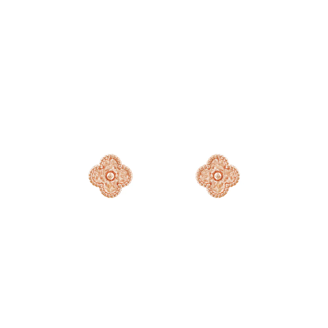 Van Cleef & Arpels Sweet Alhambra Earrings Embossed 18K Rose Gold
