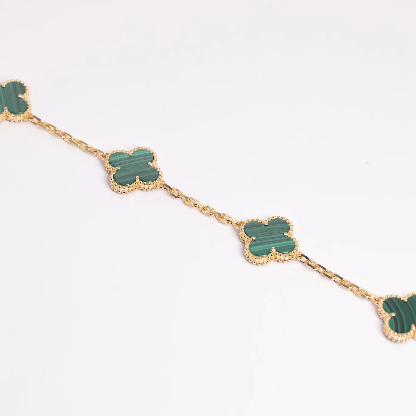 Van Cleef & Arpels Vintage Alhambra Bracelet 5 Motifs Malachite 18K Yellow Gold - Image 4