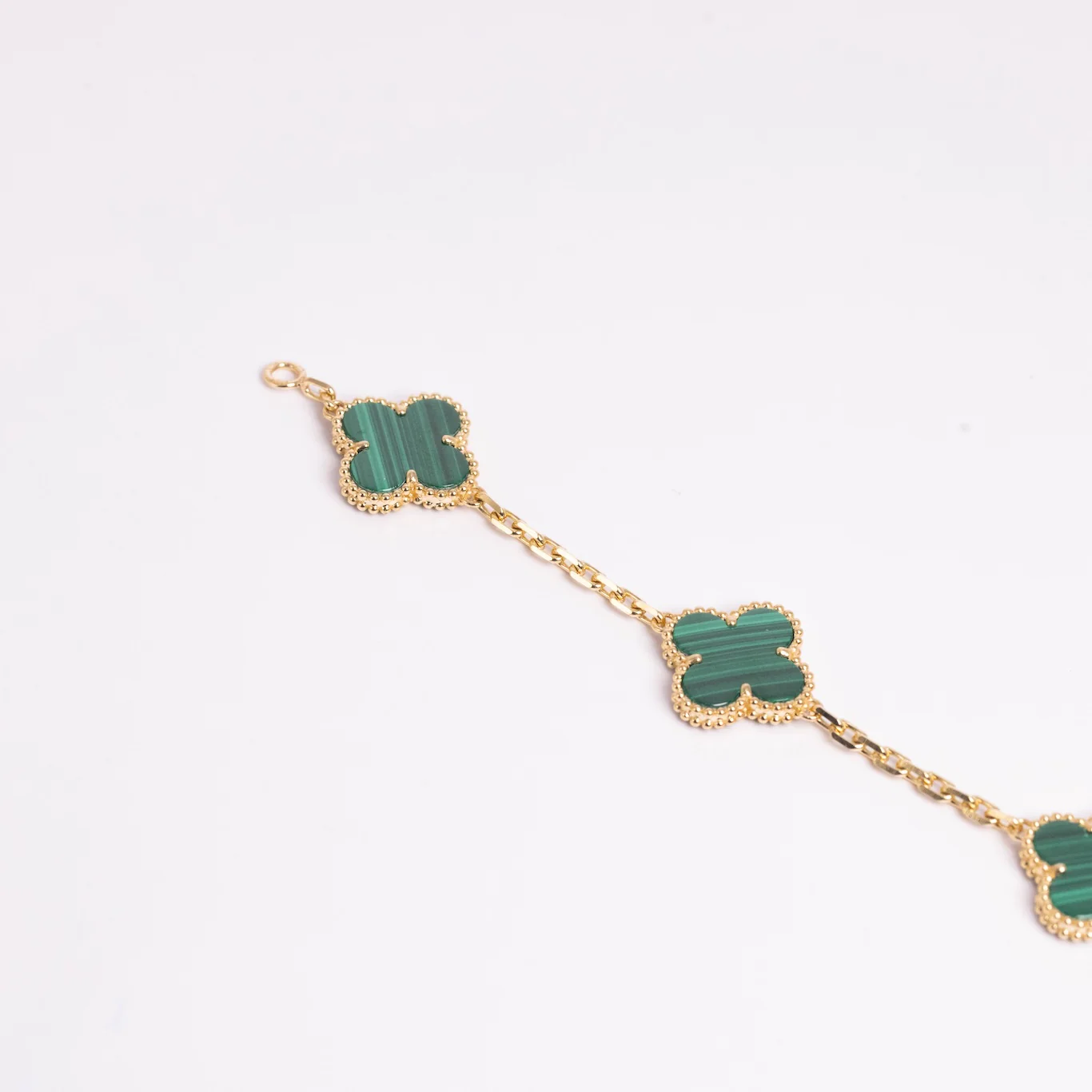 Van Cleef & Arpels Vintage Alhambra Bracelet 5 Motifs Malachite 18K Yellow Gold - Image 5