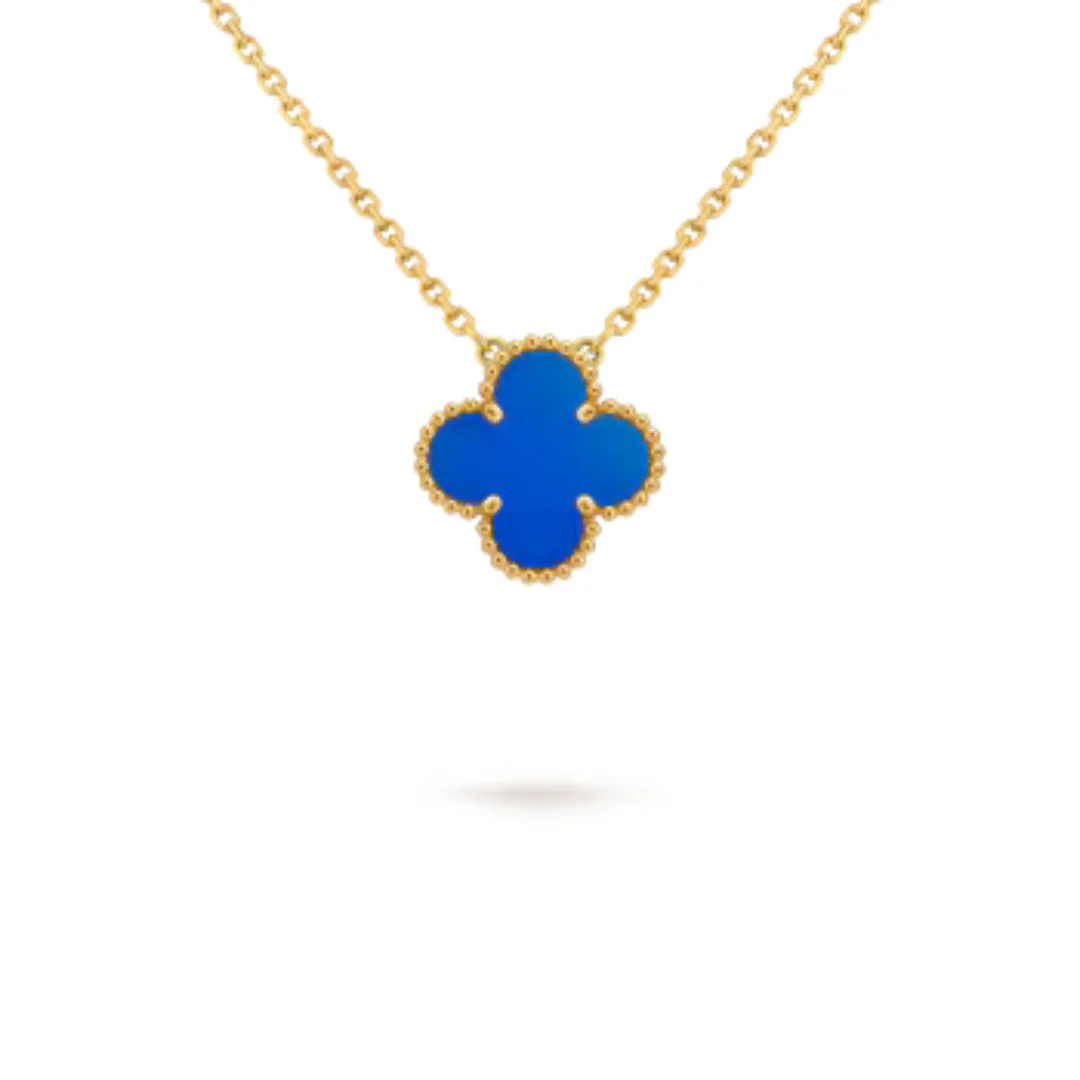 Van Cleef & Arpels Vintage Alhambra Pendant Agate 18K Yellow Gold