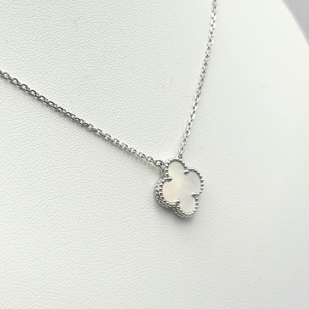 Van Cleef & Arpels Vintage Alhambra Pendant Mother-Of-Pearl 18K White Gold - Image 12
