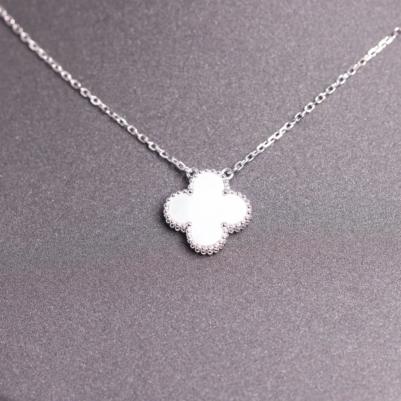 Van Cleef & Arpels Vintage Alhambra Pendant Mother-Of-Pearl 18K White Gold - Image 2
