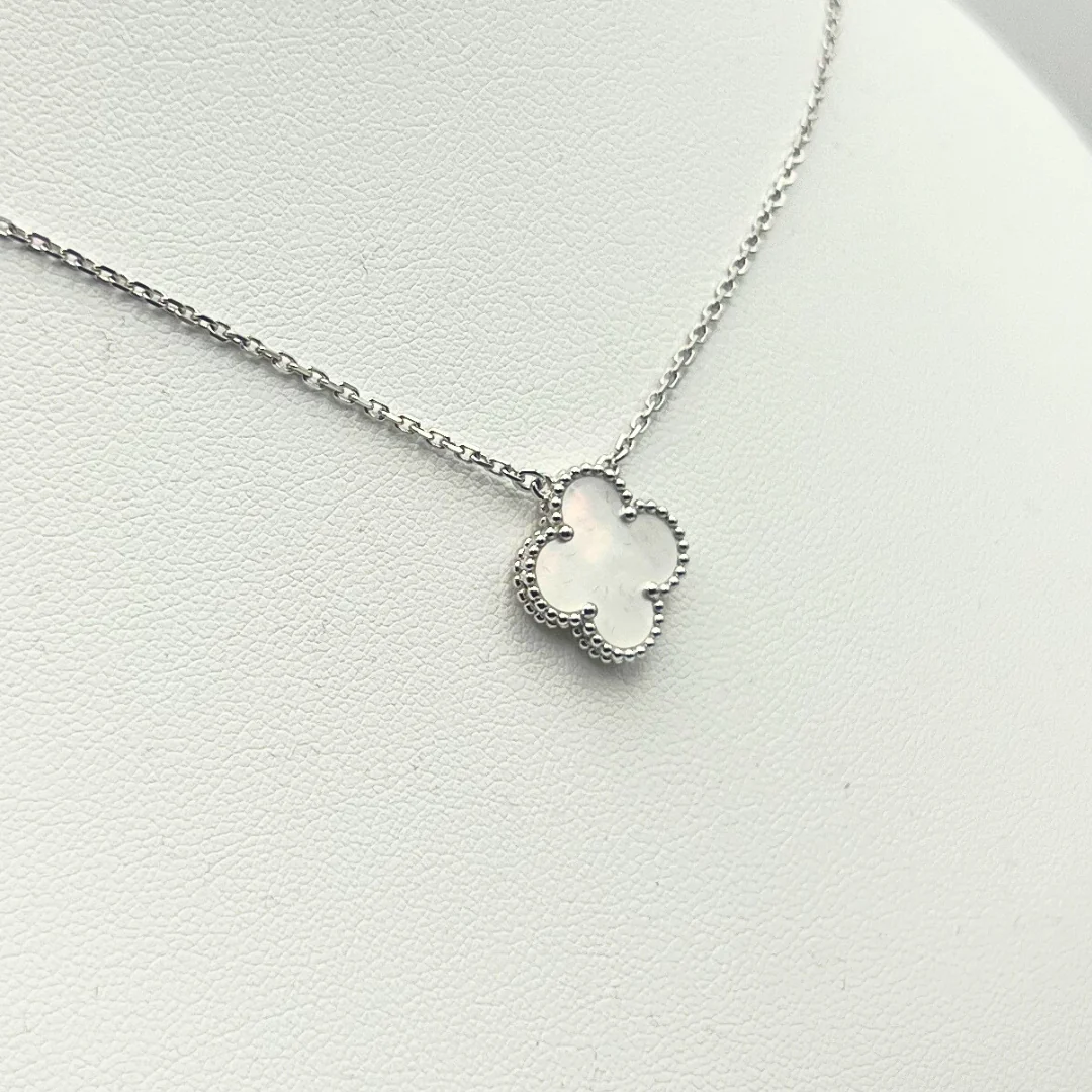 Van Cleef & Arpels Vintage Alhambra Pendant Mother-Of-Pearl 18K White Gold - Image 8