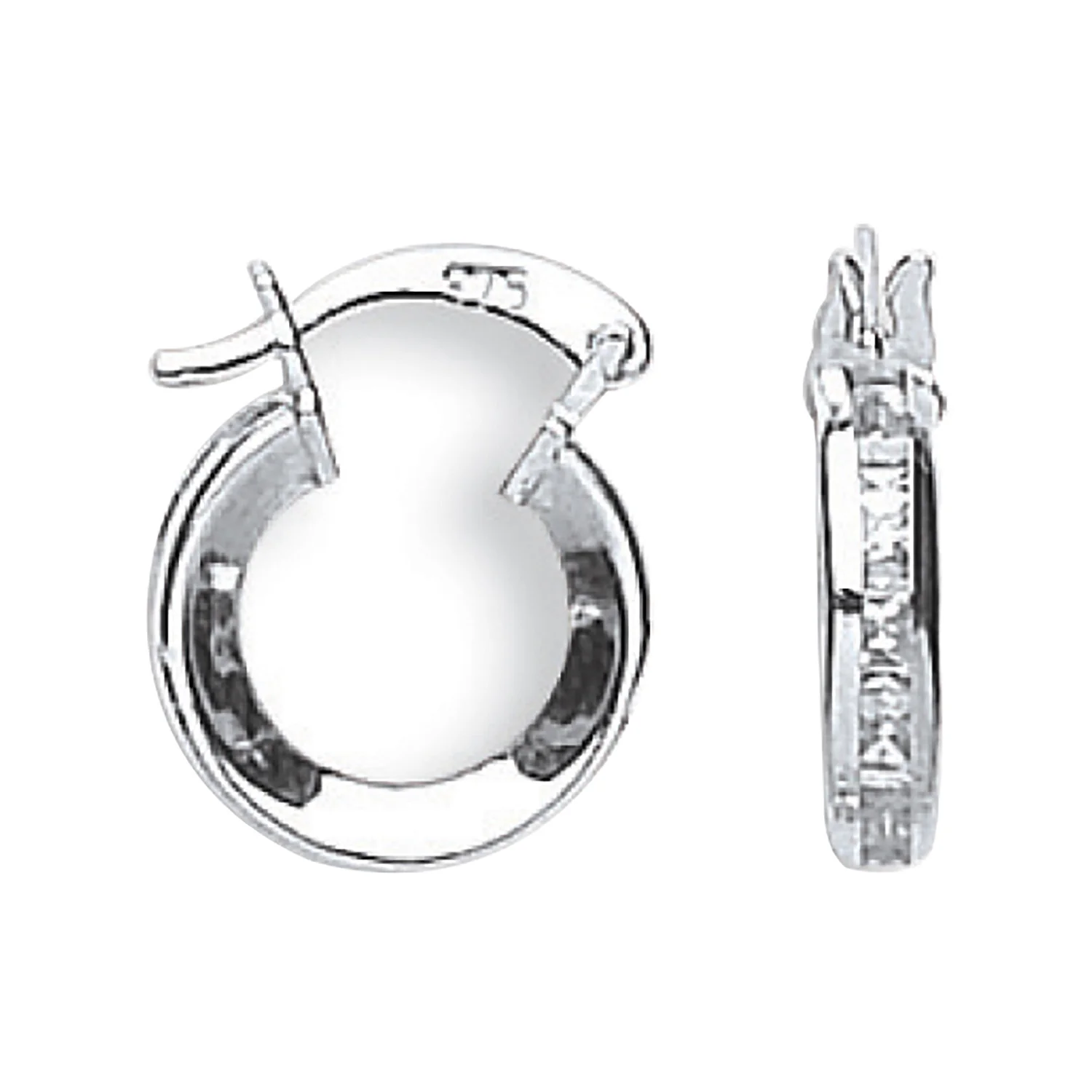 White Gold 13mm Princess Cut Cubic Zirconia Hoops - 9ct Gold - Image 2