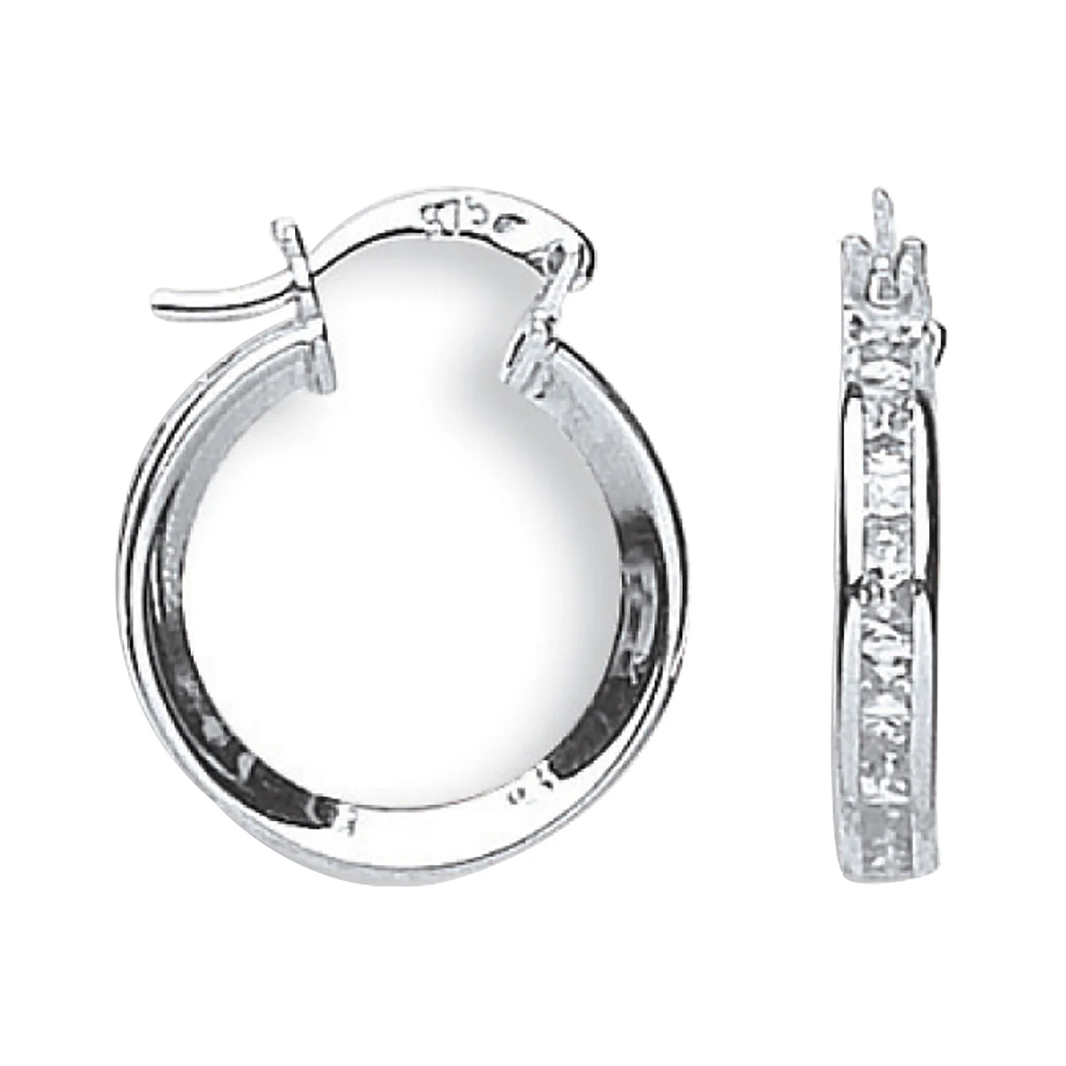 White Gold 18mm Princess Cut Cubic Zirconia Hoops - 9ct Gold - Image 2