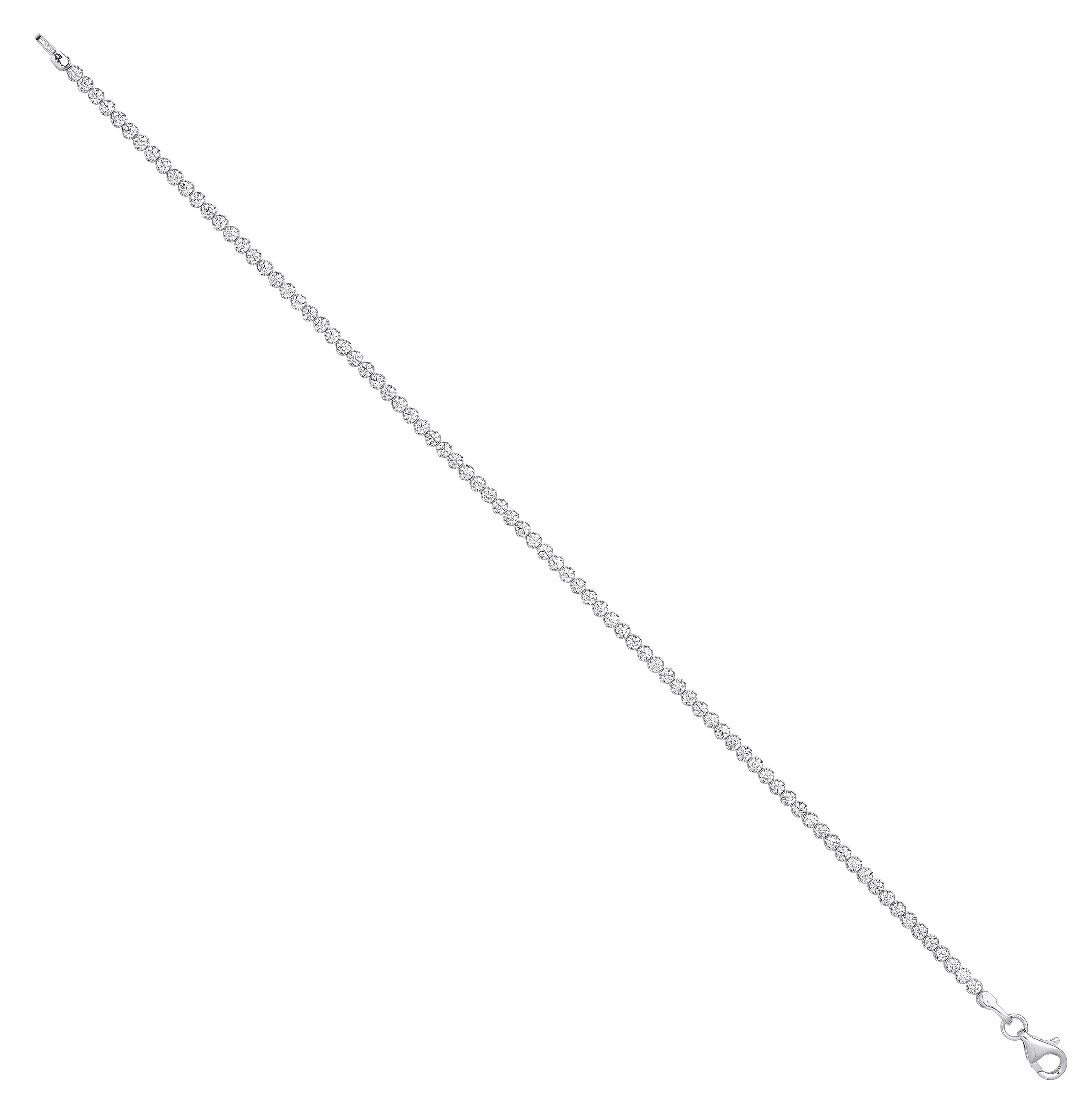 White Gold 2.1mm Round Cubic Zirconia Ladies Tennis Bracelet - 9ct Gold - Image 2