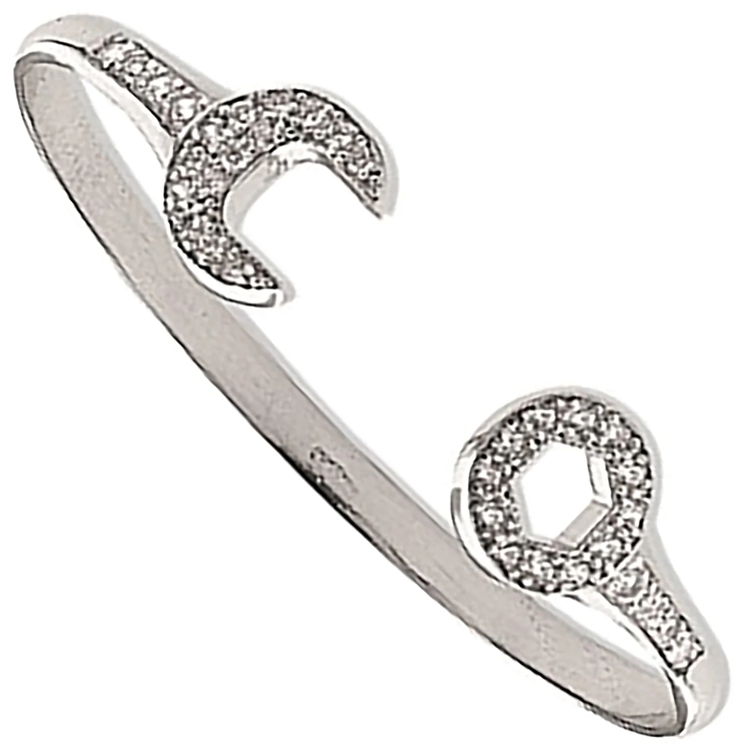 White Gold Baby Cubic Zirconia Spanner Bangle - 9ct Gold - Image 2