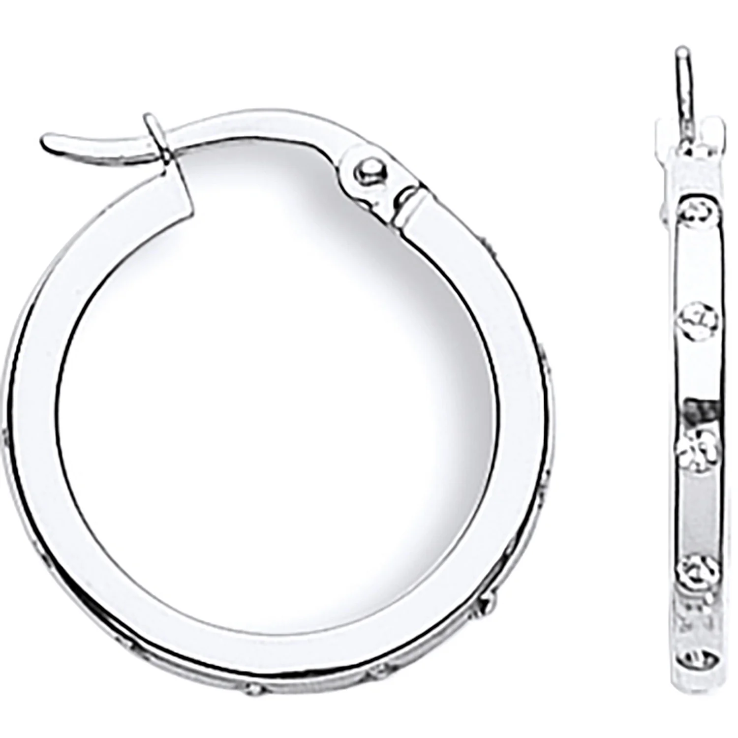 White Gold Cubic Zirconia 19mm Hoop Earrings - 9ct Gold - Image 2