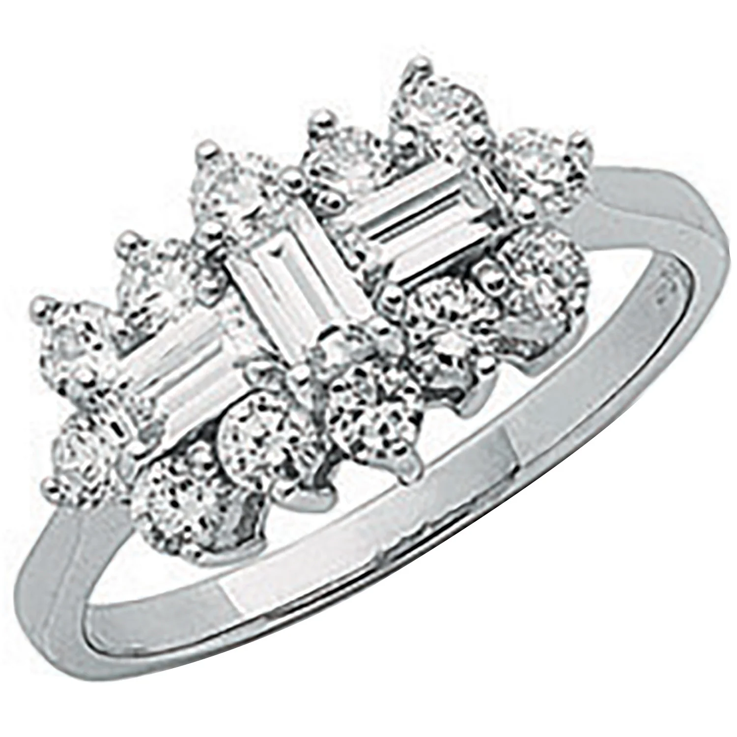 White Gold Cubic Zirconia Boat Ring - 9ct Gold - Image 2